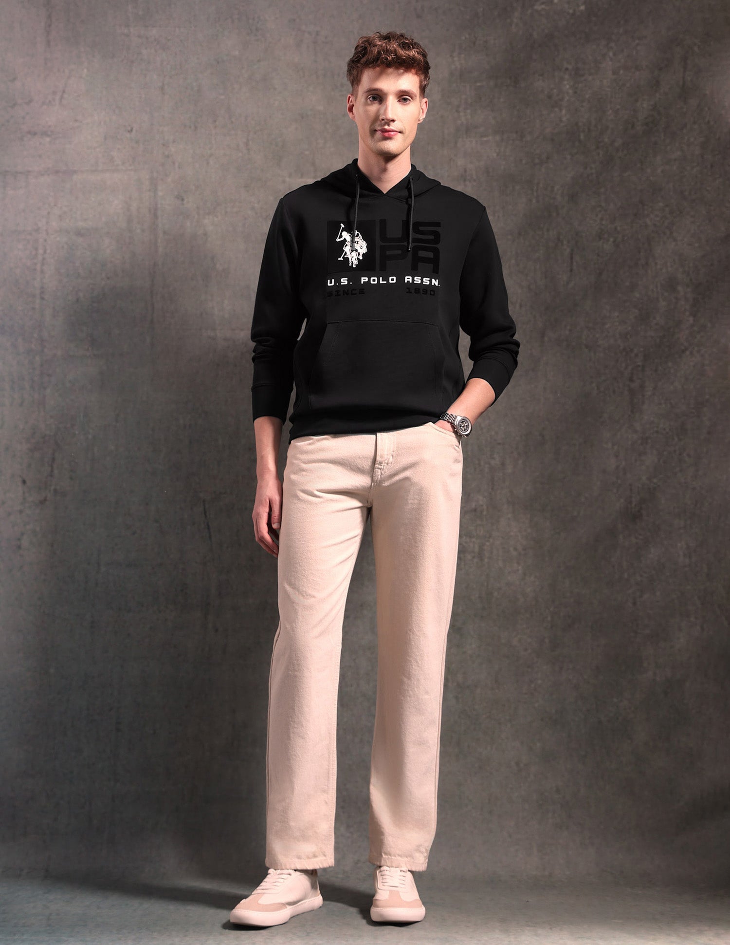 Brand Printed Black & Gold Sweatshirt Black - U.S. POLO ASSN. | Large