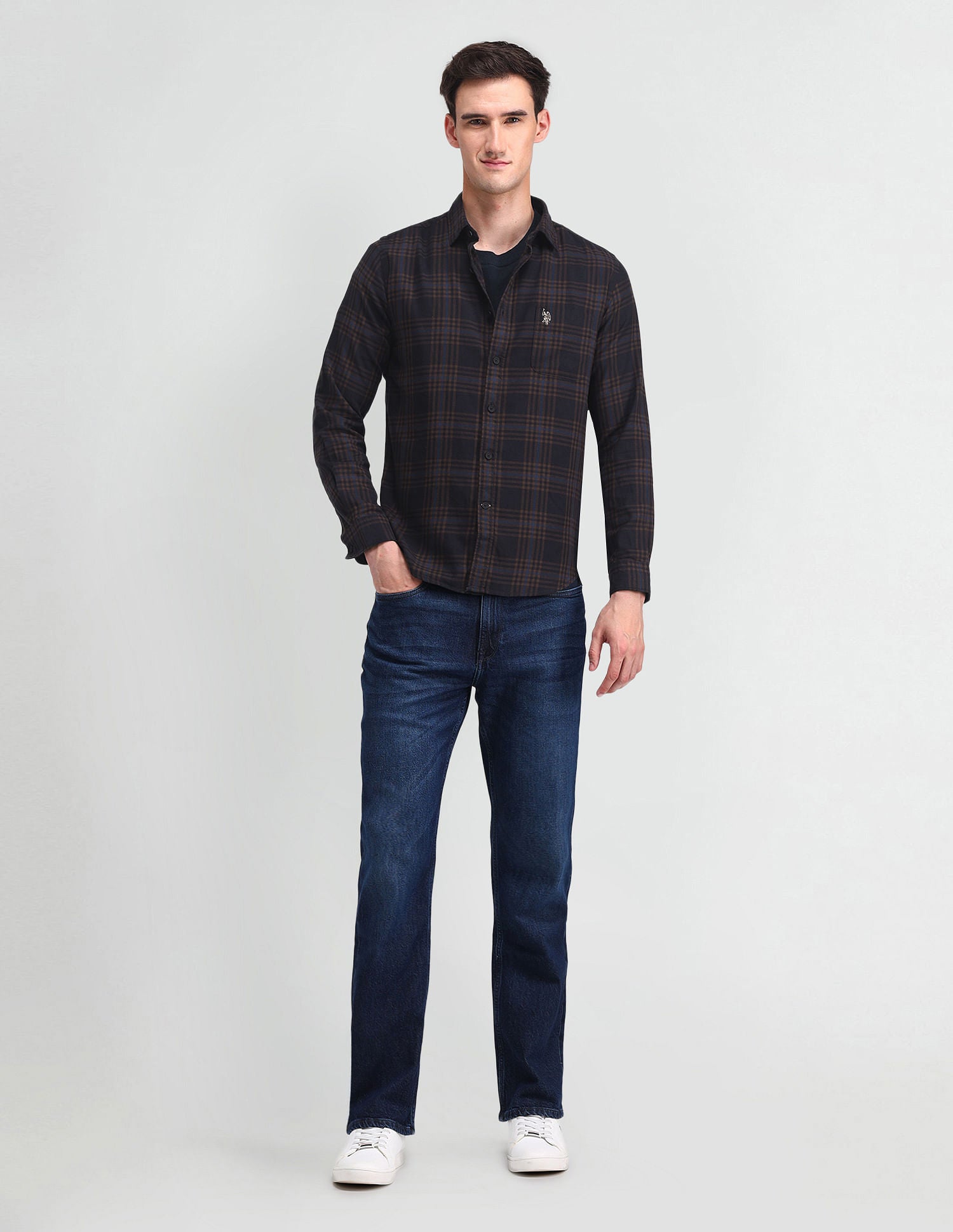 Tartan Check Slim Fit Shirt Brown - U.S. Polo Assn. India | Large