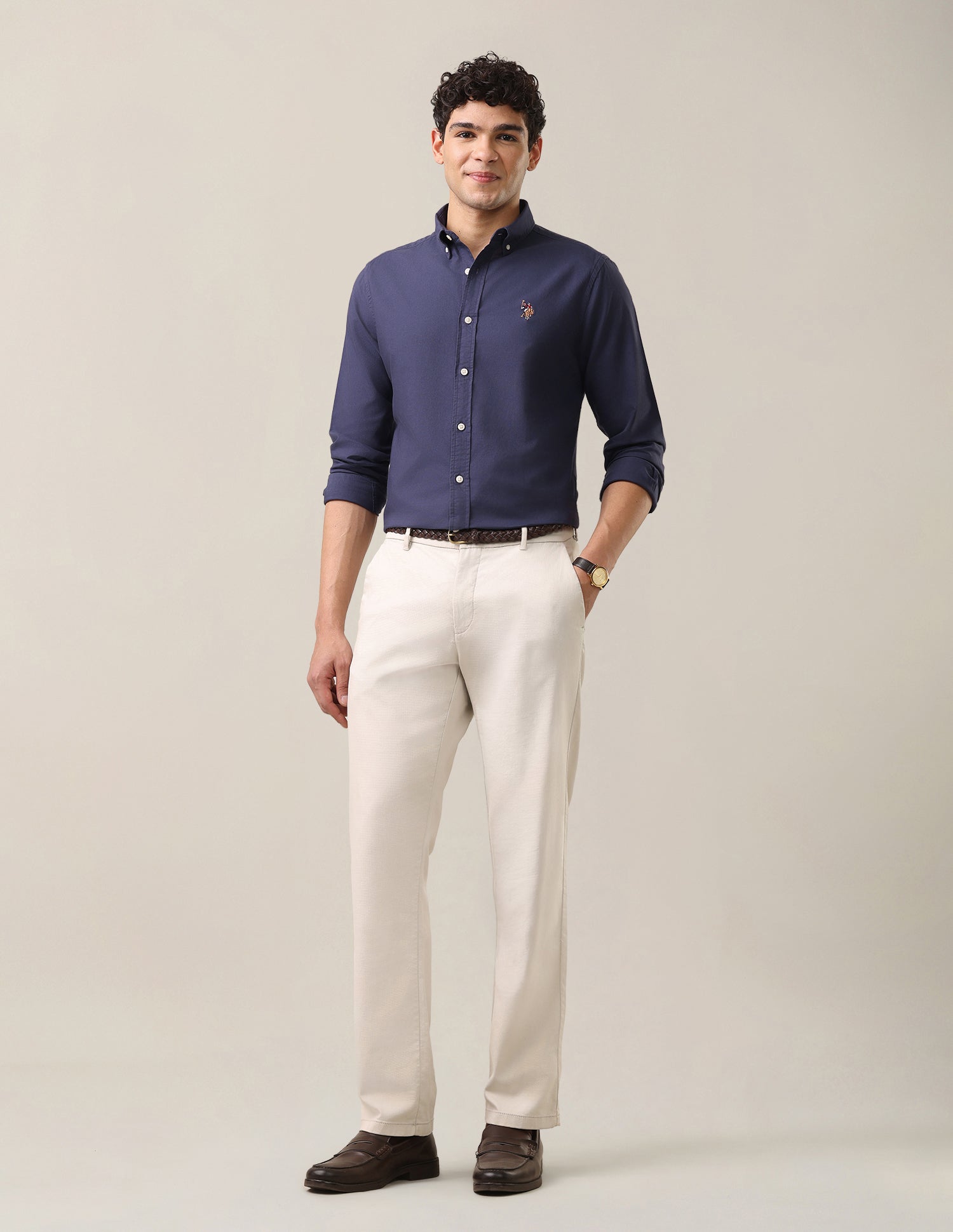 Oxford Tailored Fit Button-Down Collar Shirt Purple - U.S. Polo Assn. India | Large
