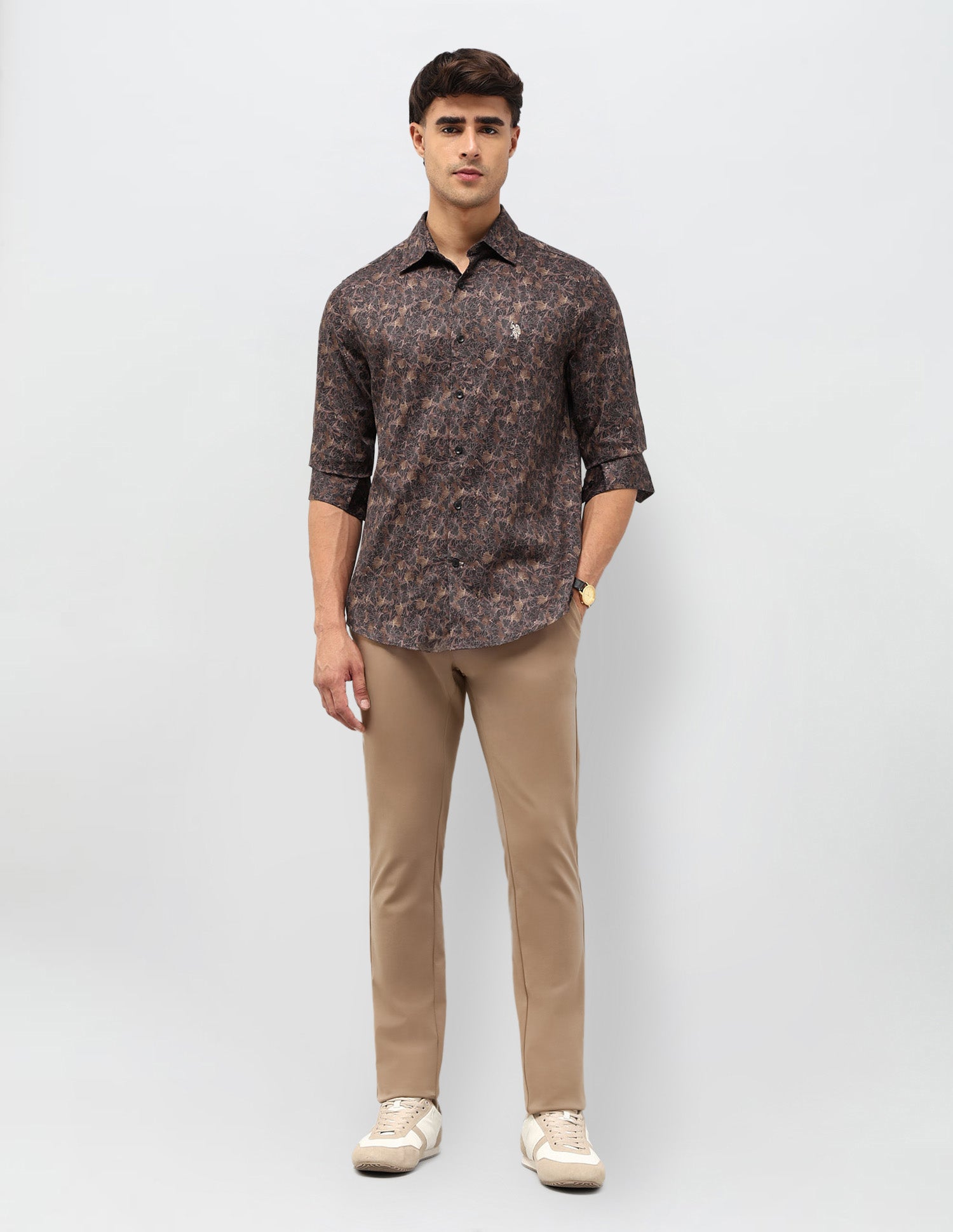 Satin Floral Printed Shirt Choco - U.S. POLO ASSN. | Large