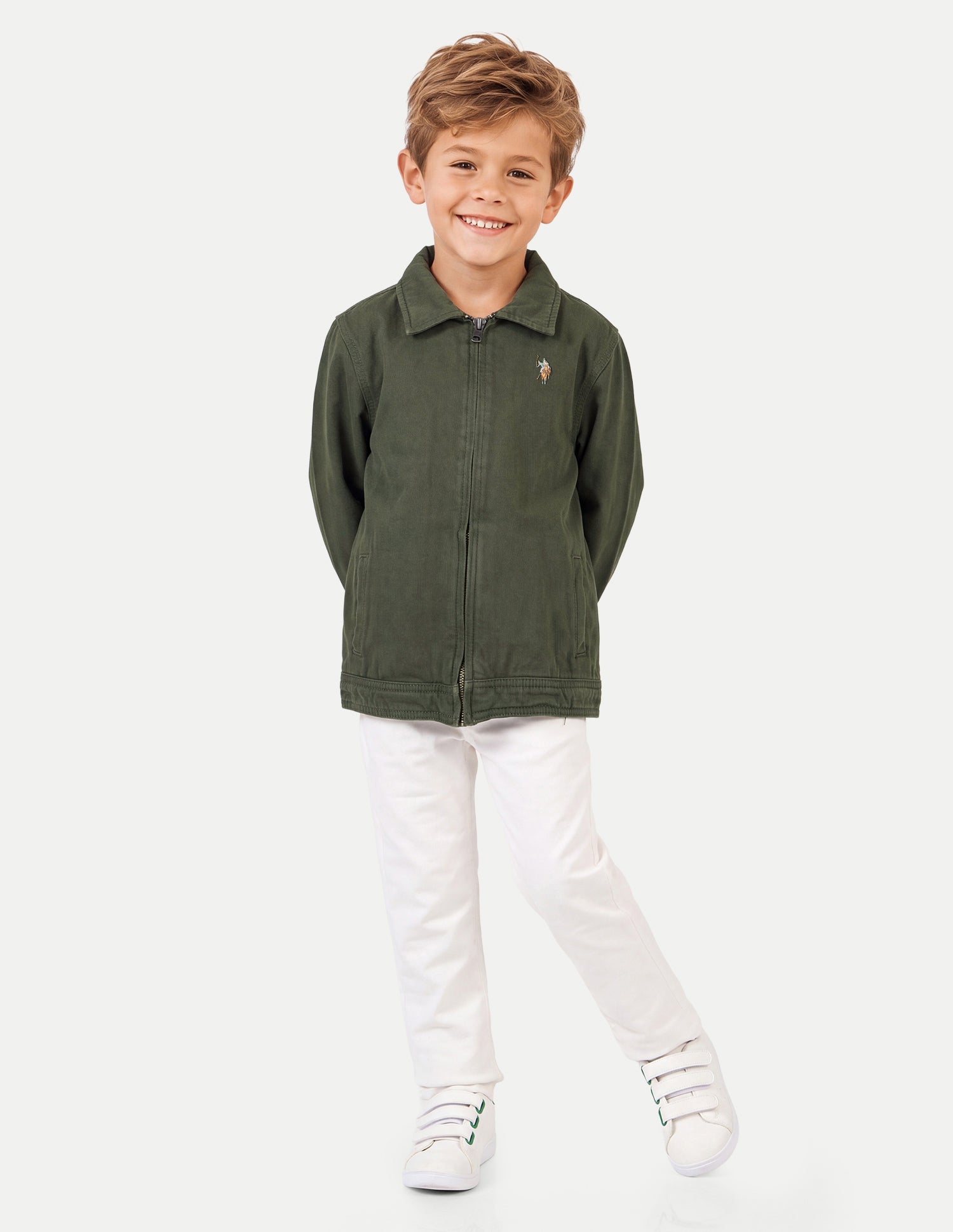 Solid Regular Fit Jacket Olive - U.S. Polo Assn. India | Large