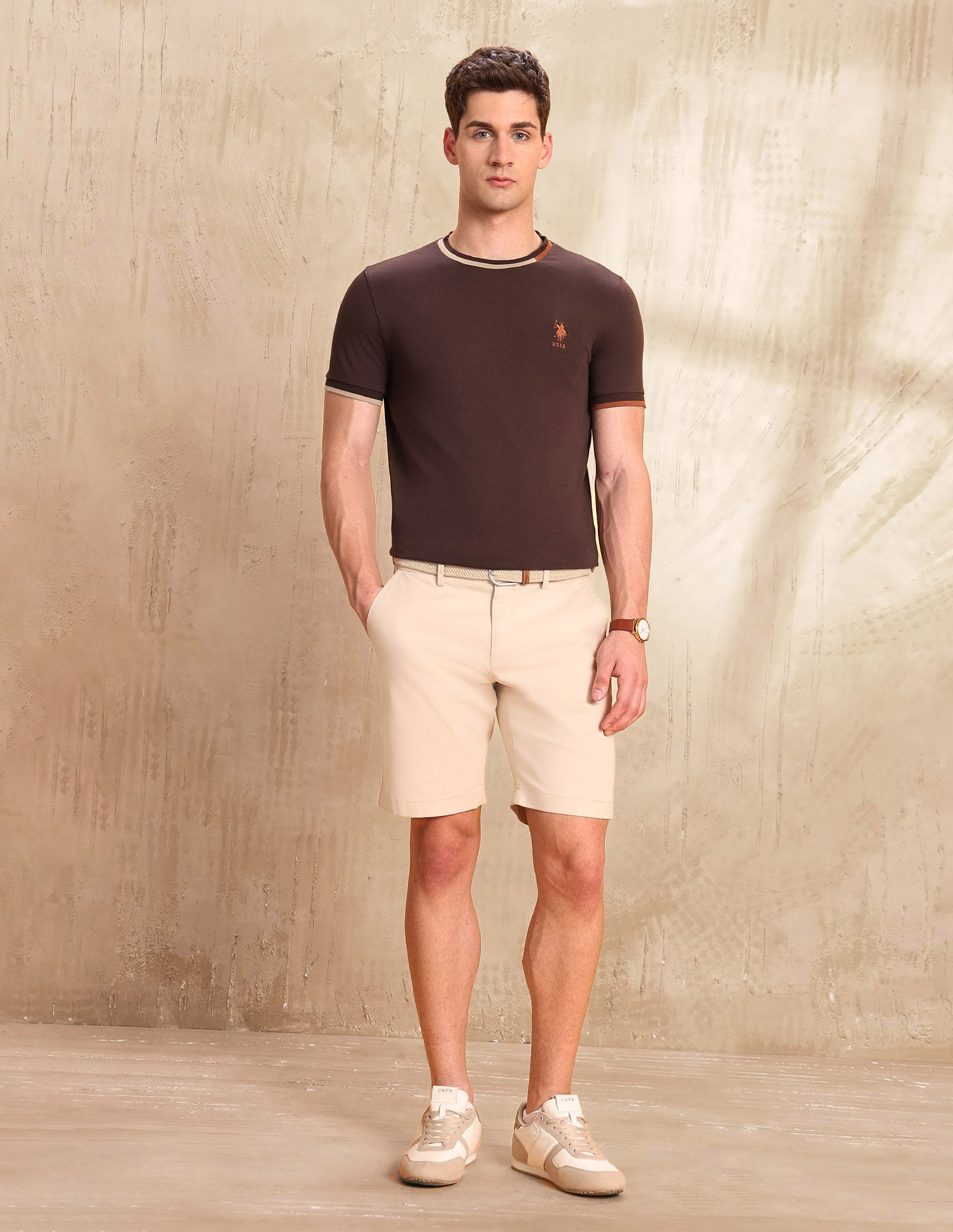 Solid Slim Fit T-Shirt Brown - U.S. POLO ASSN. | Large