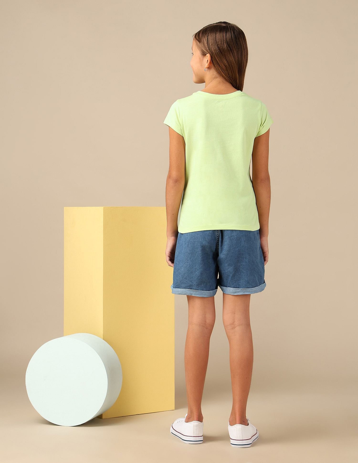 Girls Graphic Printed Regular Fit T-Shirt Yellow - U.S. POLO ASSN. | Large