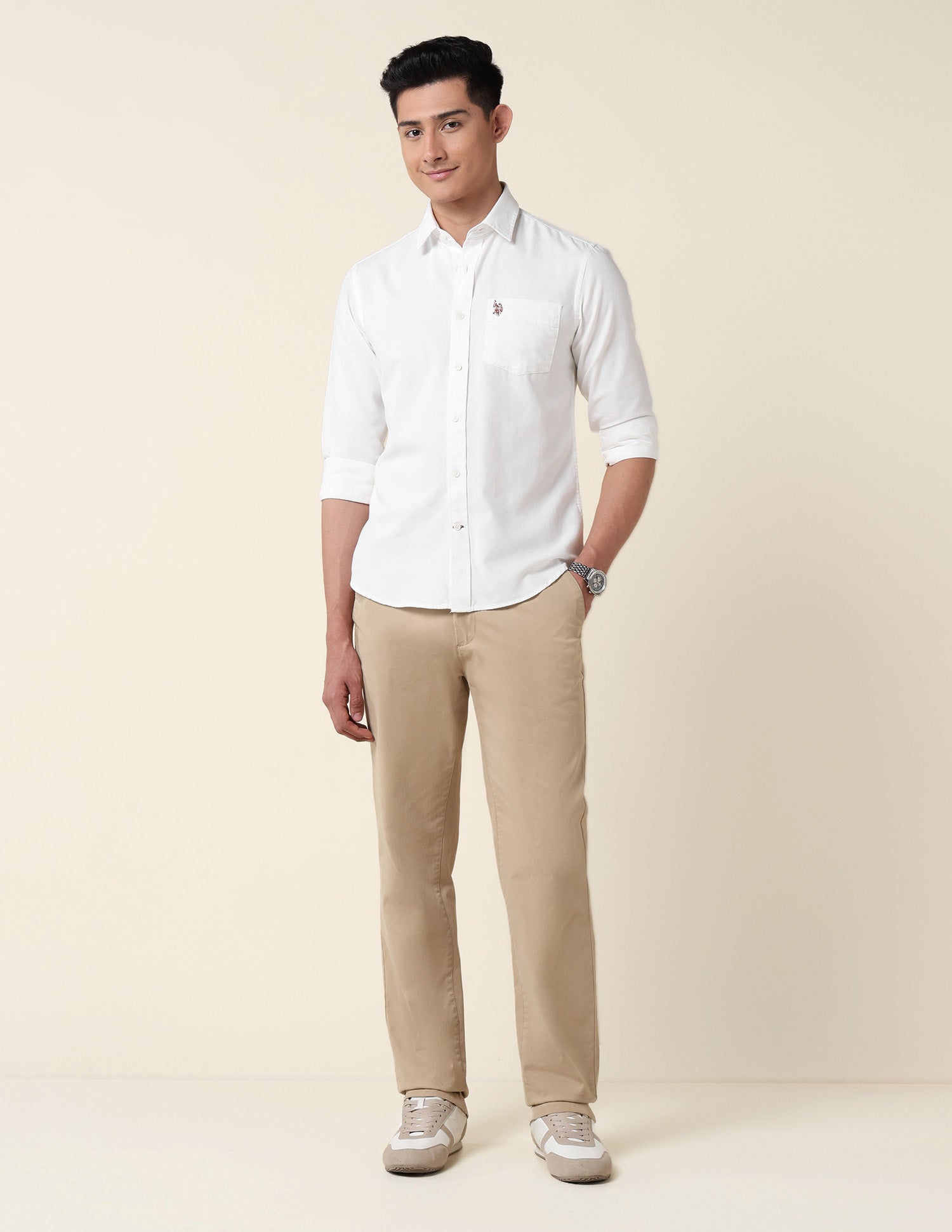Tailored Fit Twill Shirt White - U.S. Polo Assn. India | Large