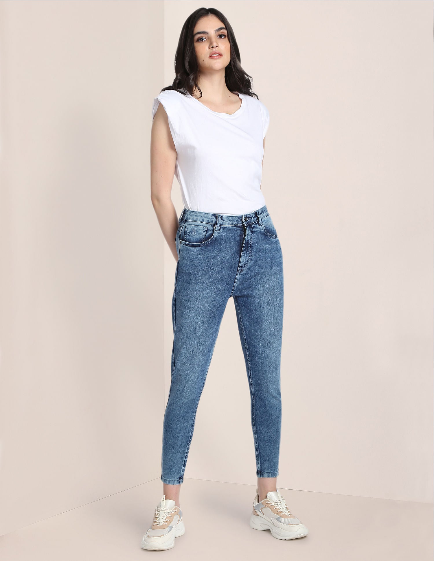 Acid Wash Slim Mom Fit Jeans Blue - U.S. Polo Assn. India | Large