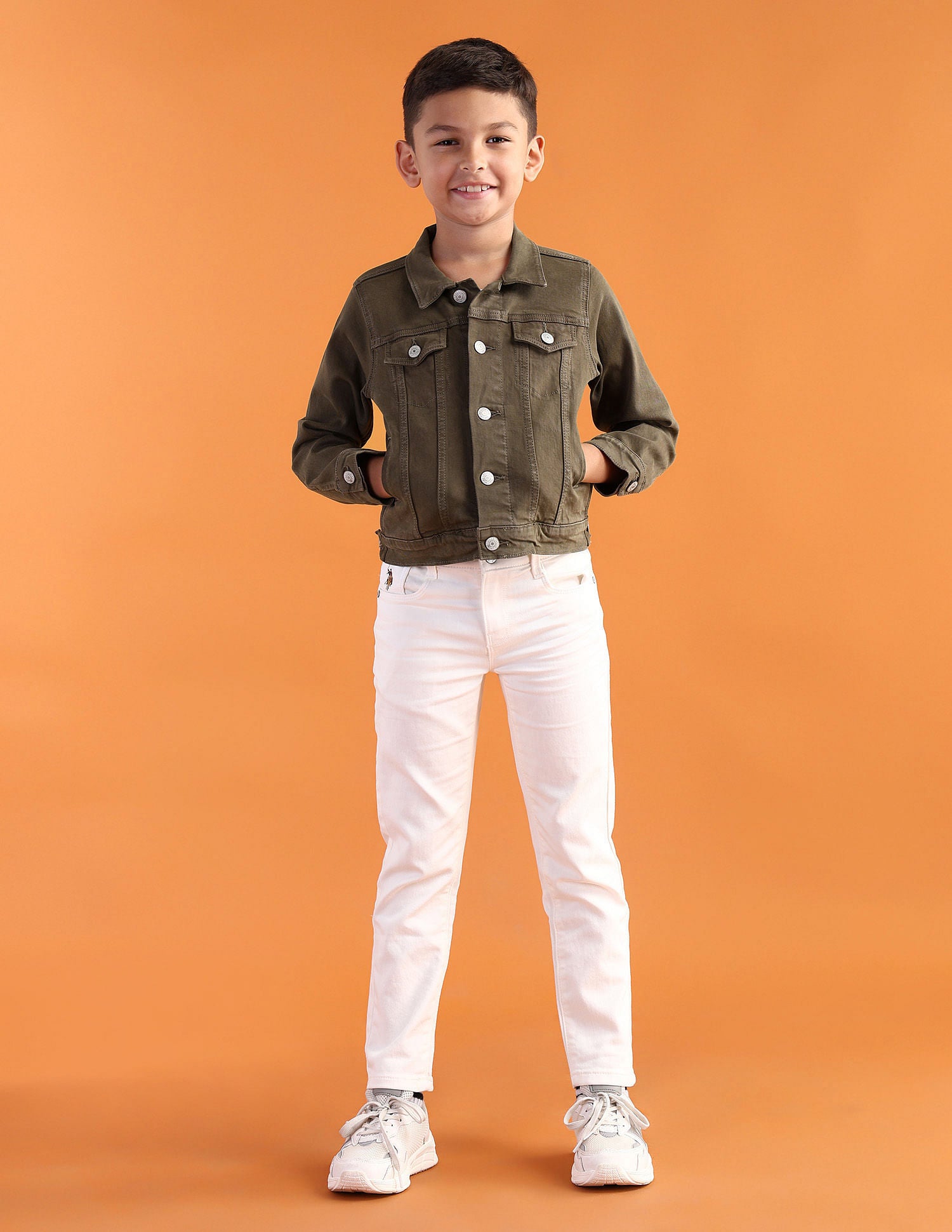 Boys Denim Trucker Jacket Olive - U.S. POLO ASSN. | Large