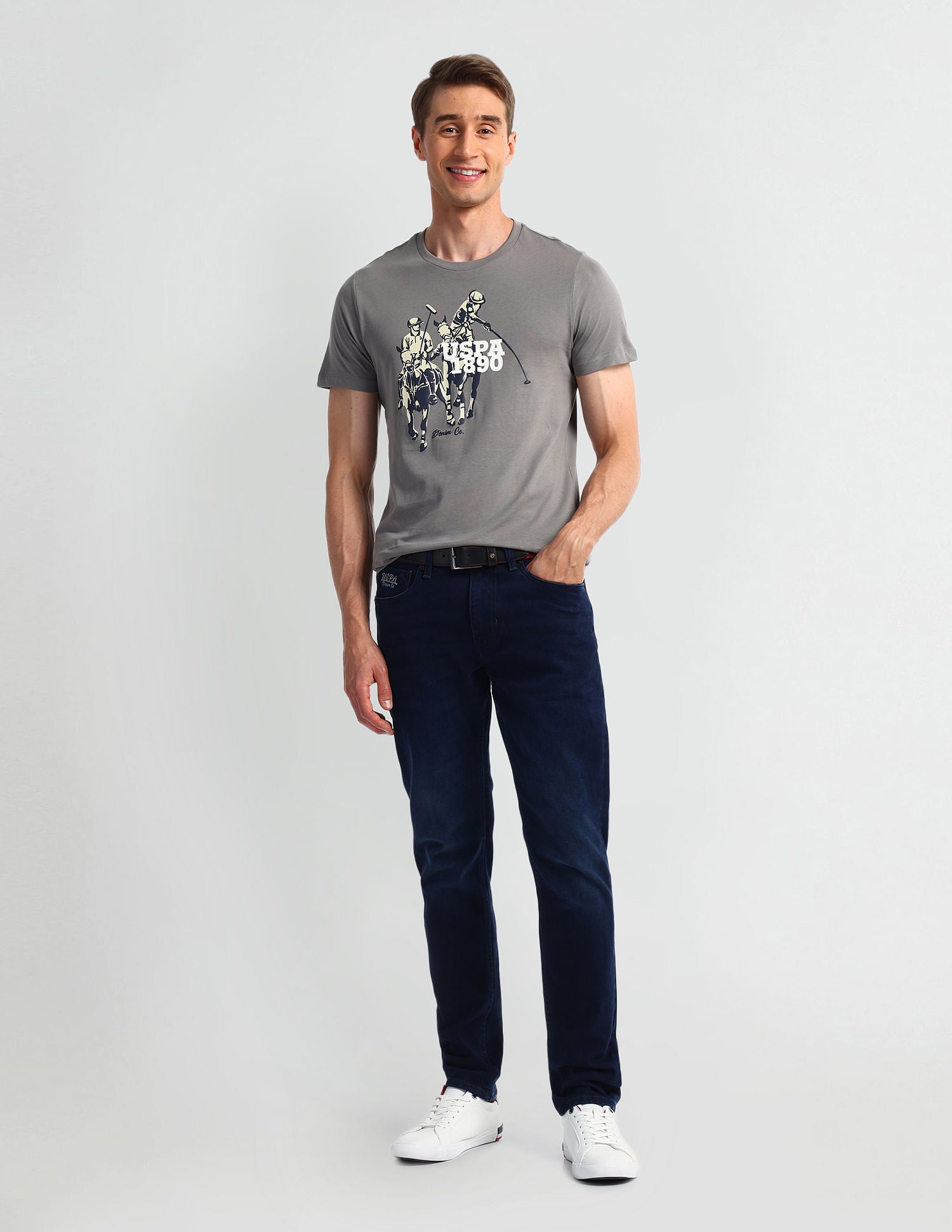 Muscle Fit Graphic T-Shirt Grey - U.S. Polo Assn. India | Large