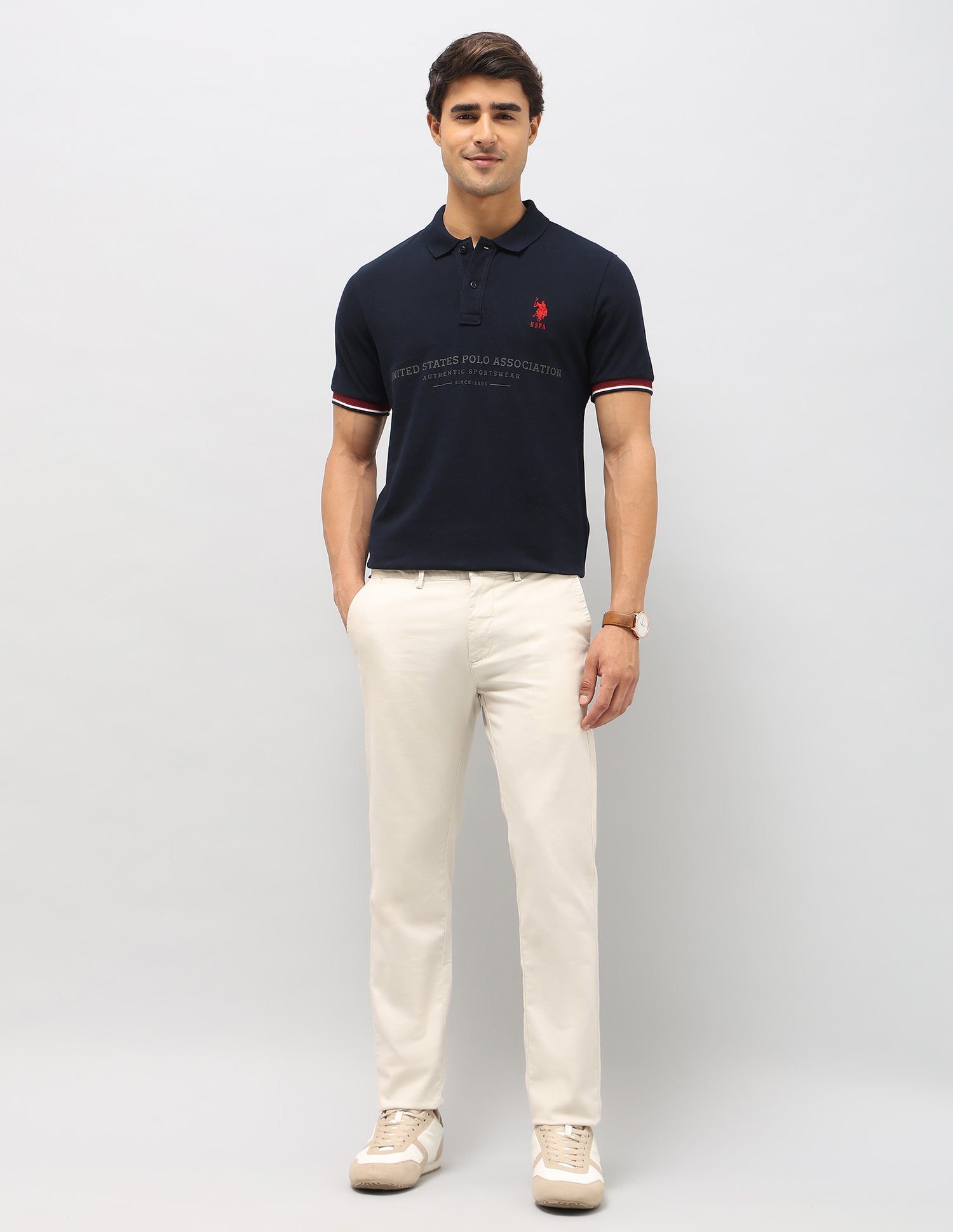 Brand Embossed Slim Fit Polo Shirt Navy - U.S. Polo Assn. India | Large