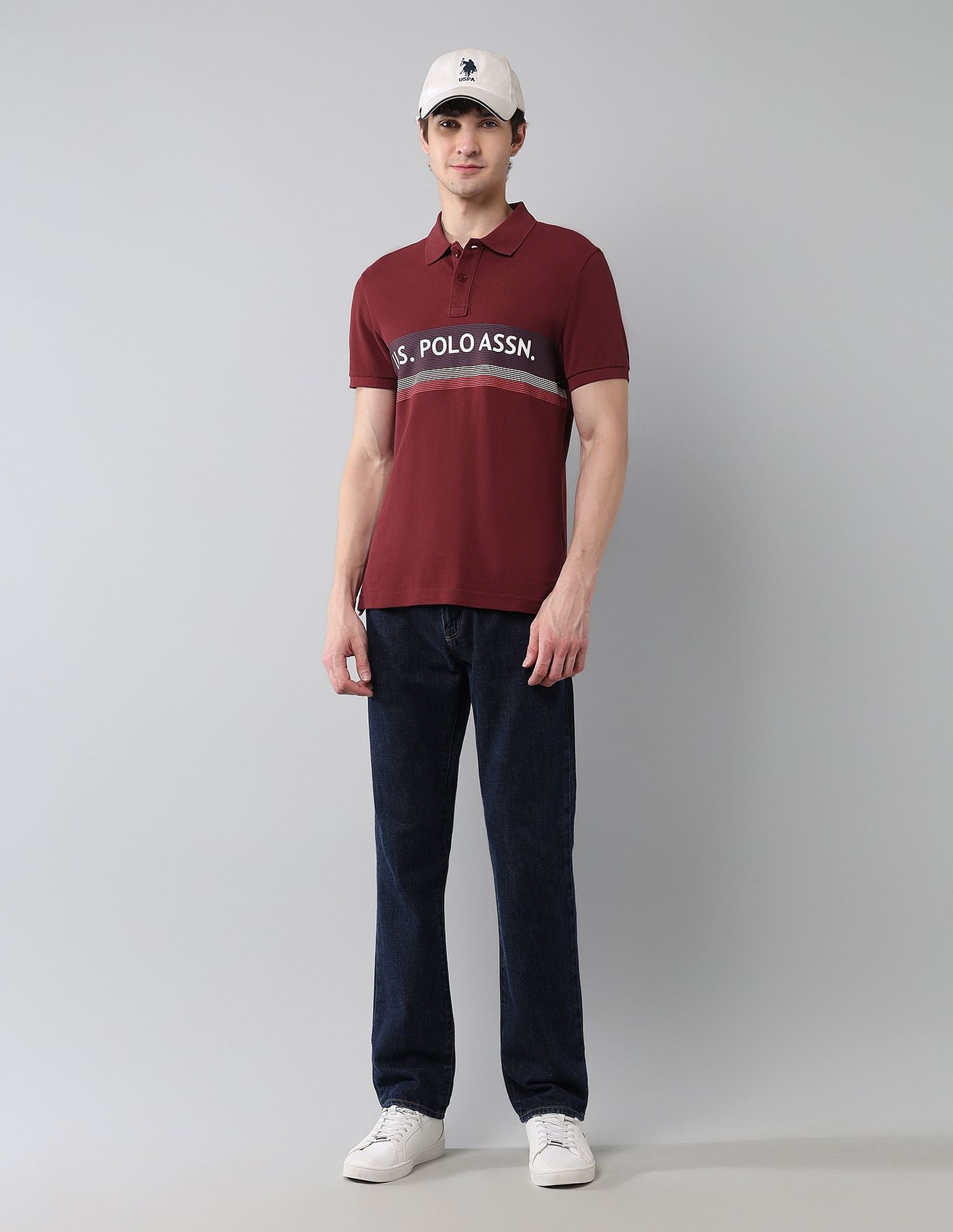 Pure Cotton Muscle Fit Polo Shirt Wine - U.S. Polo Assn. India | Large