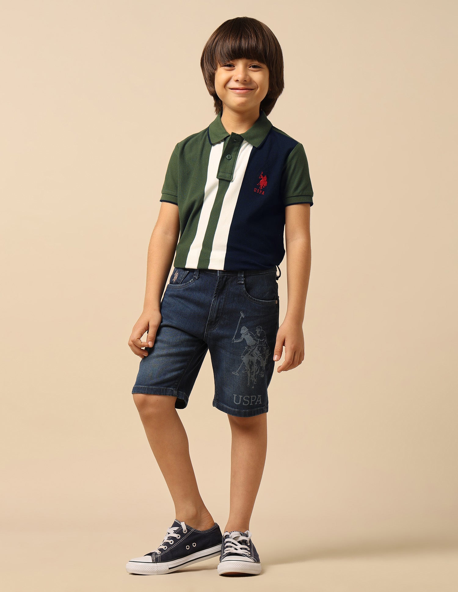 Boys Colour Blocked Regular Fit Polo Shirt Olive - U.S. POLO ASSN. | Large