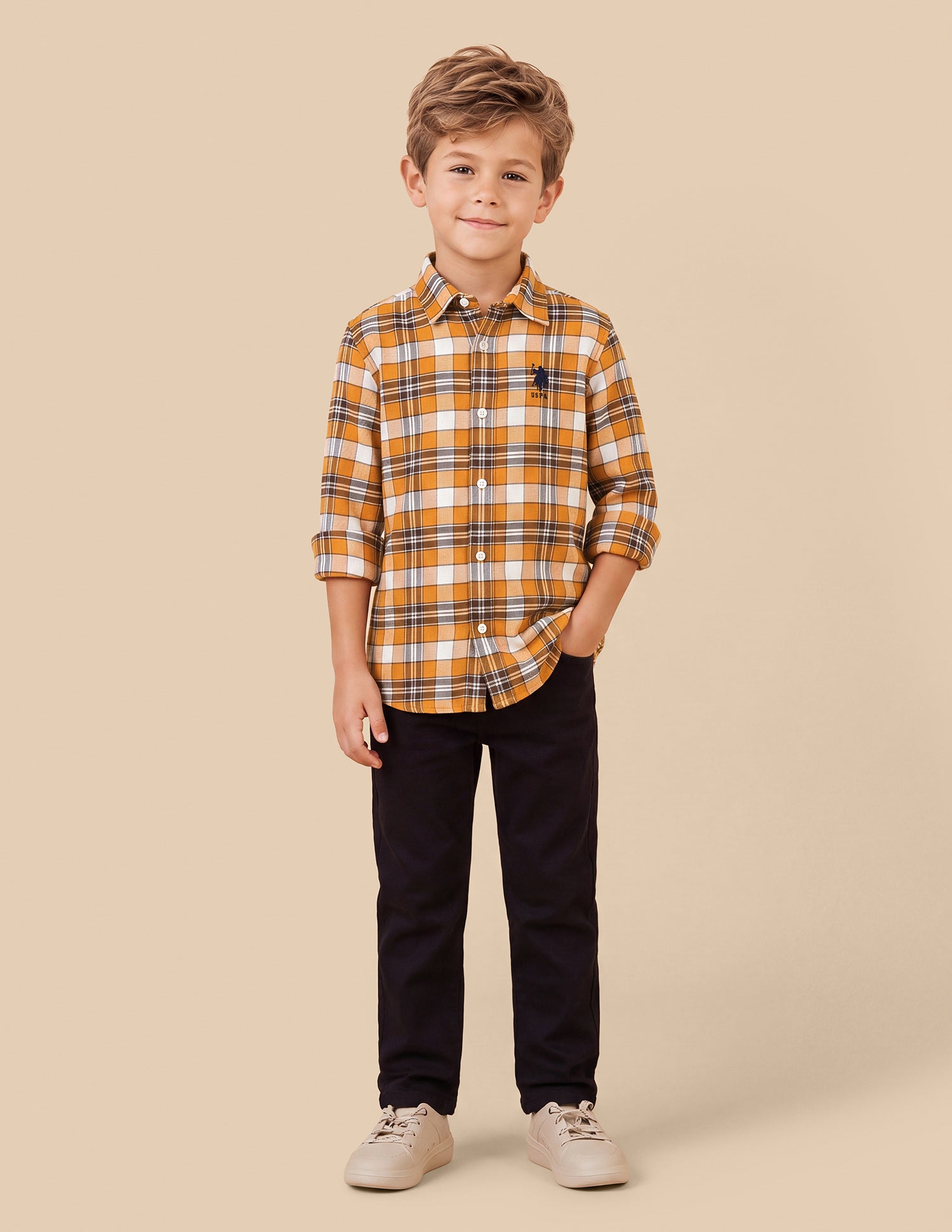 Plaid Checked Twill Shirt Mustard - U.S. Polo Assn. India | Large