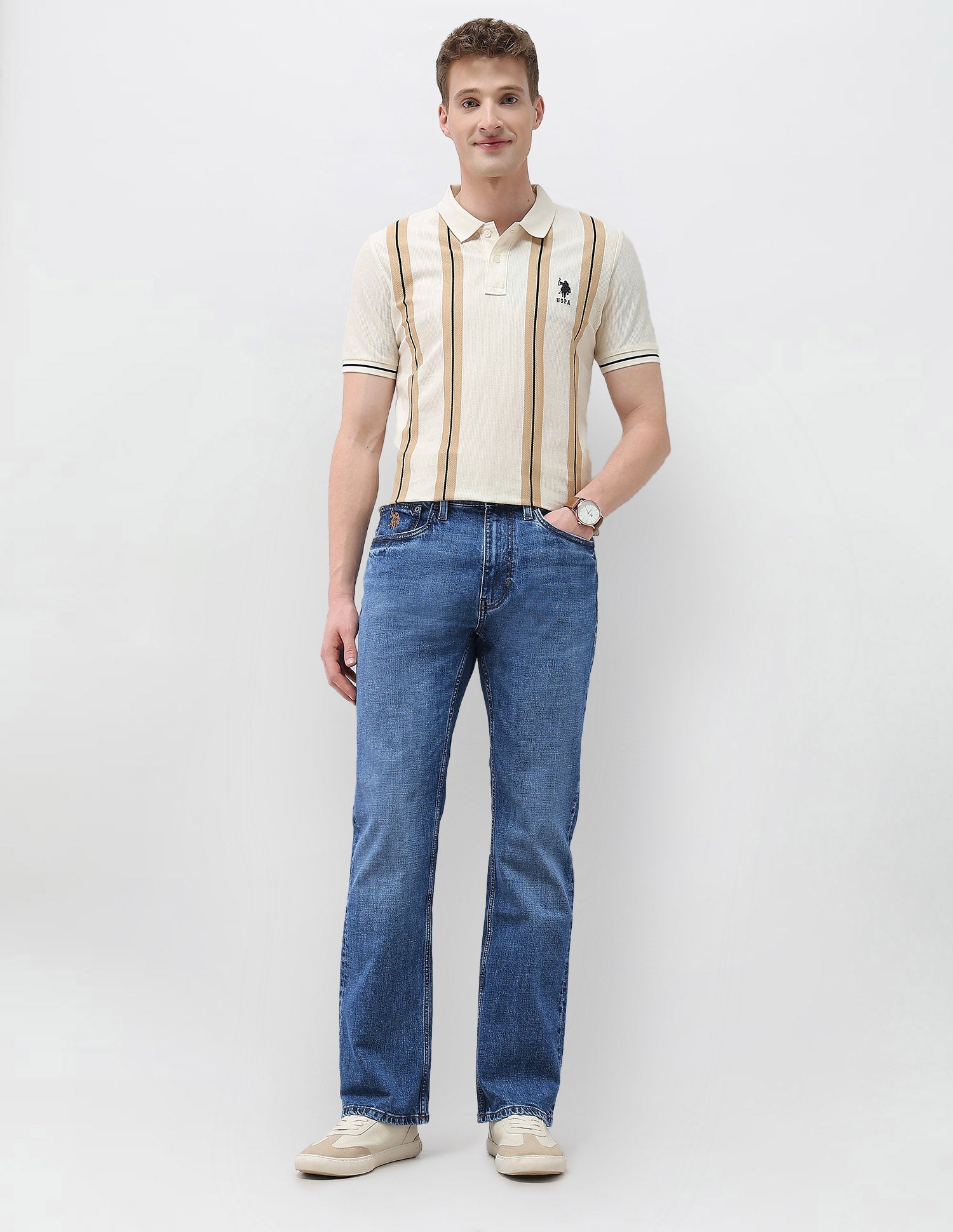 Mid Rise Connor Boot Cut Fit Jeans Mid Blue - U.S. Polo Assn. India | Large