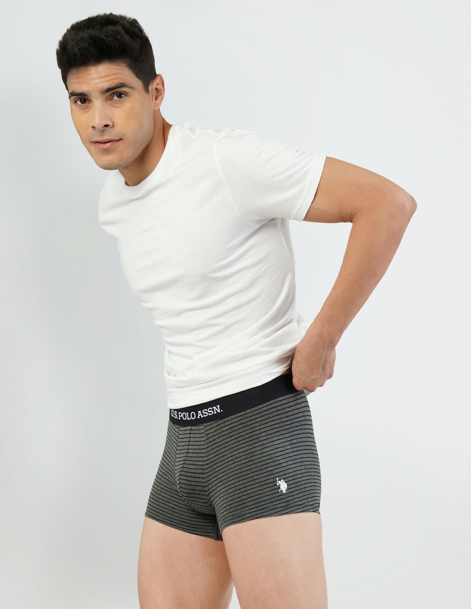 Horizontal Striped ET005 Trunks - Pack Of 2 Grey and Red - U.S. POLO ASSN. | Large