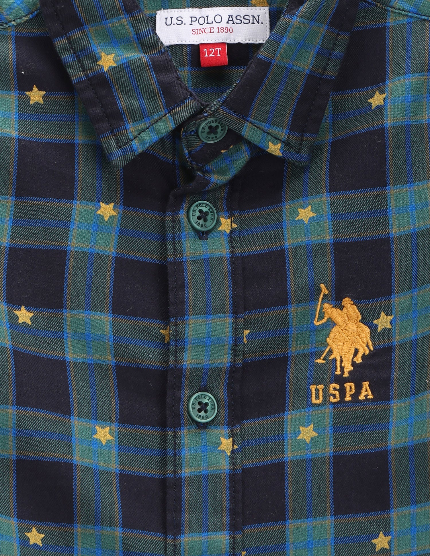 Boys Tartan Check Twill Shirt Navy - U.S. POLO ASSN. | Large