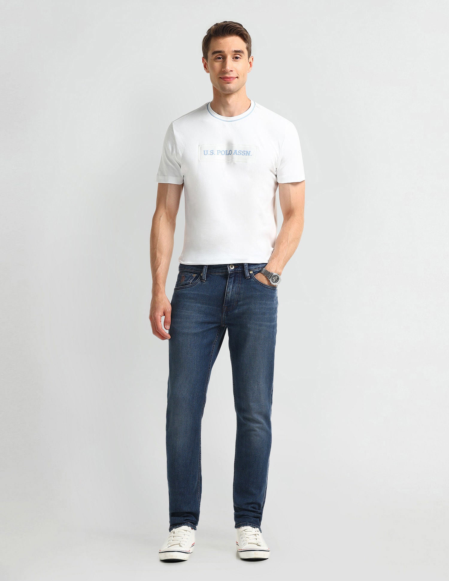 Slim Tapered Fit Blue Jeans Dark-Blue - U.S. Polo Assn. India | Large