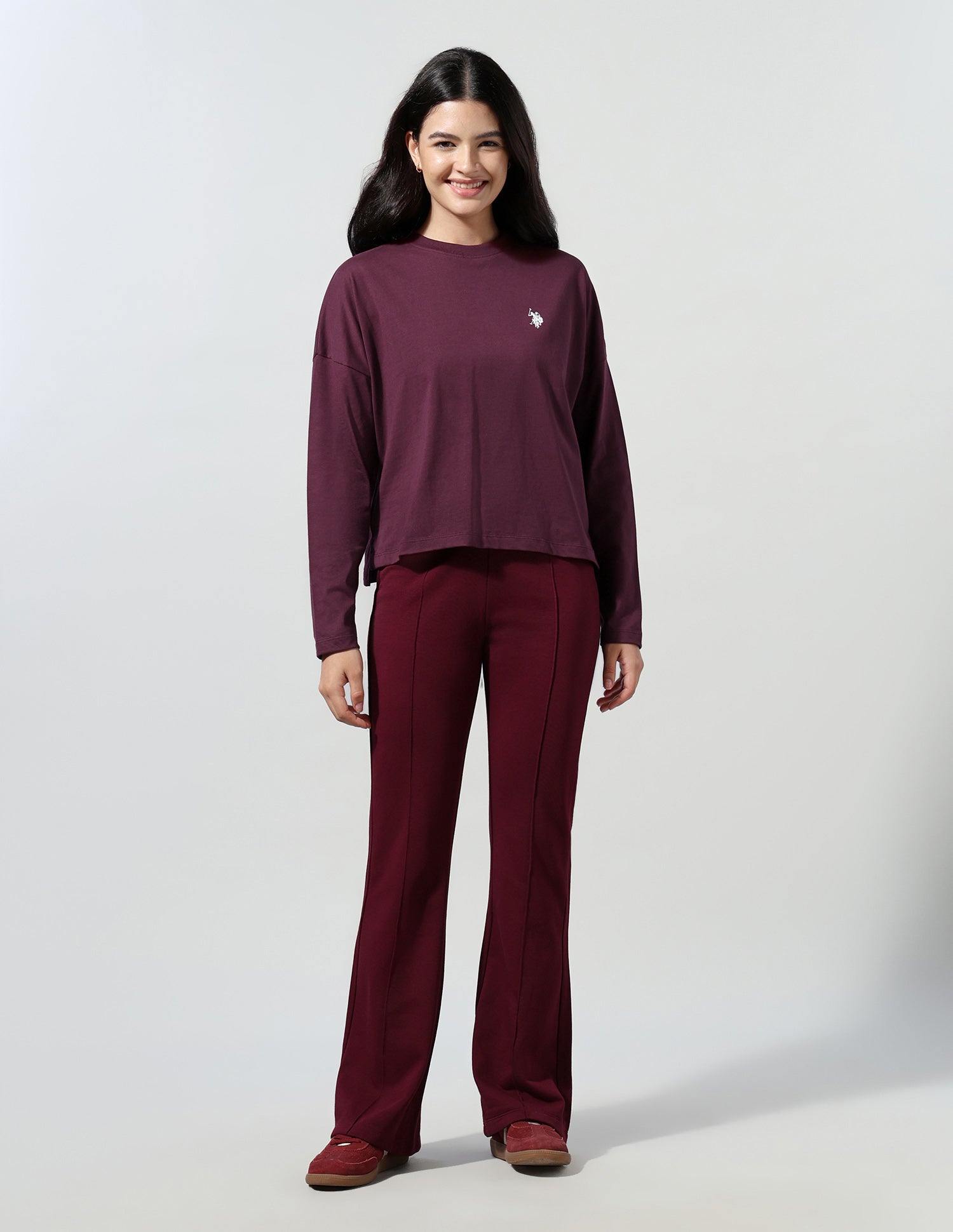 Solid Regular Fit Longline T-Shirt Wine - U.S. Polo Assn. India | Large