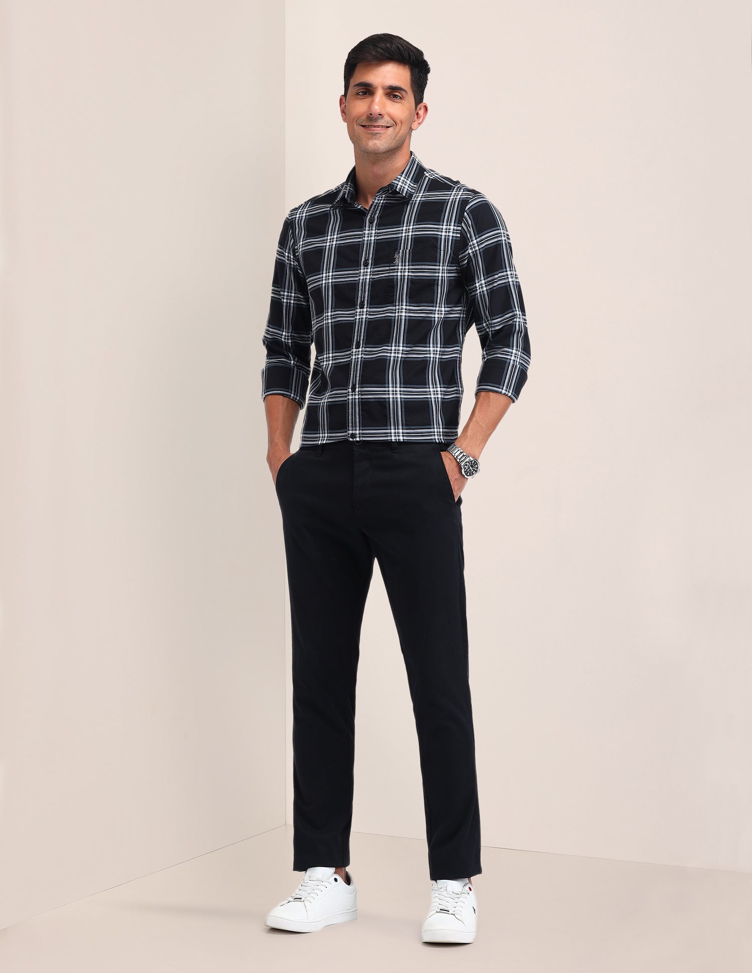 Dupplin Check Printed Regular Fit Shirt Black - U.S. POLO ASSN. | Large