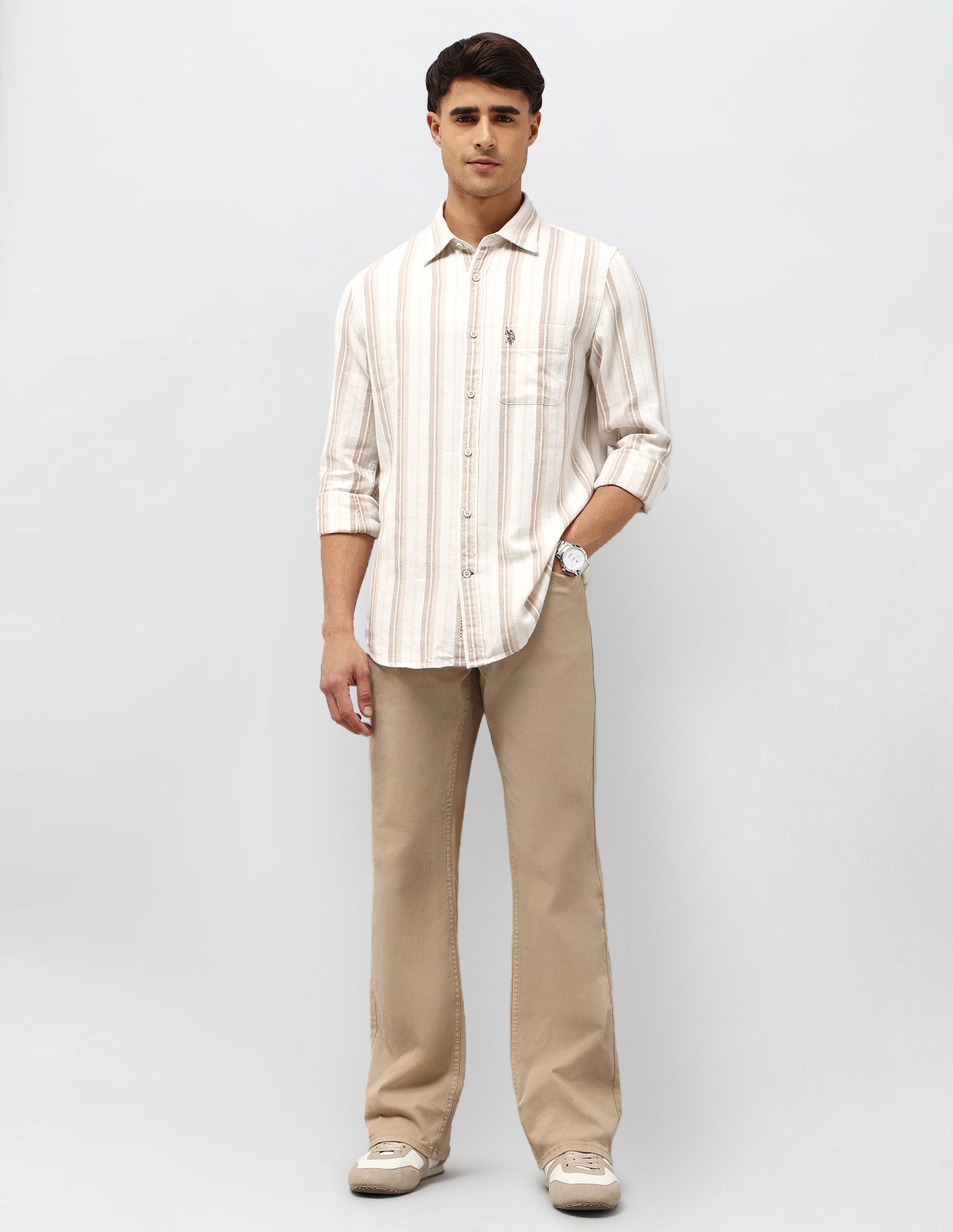 Slim Fit Twill shirt Beige - U.S. POLO ASSN. | Large