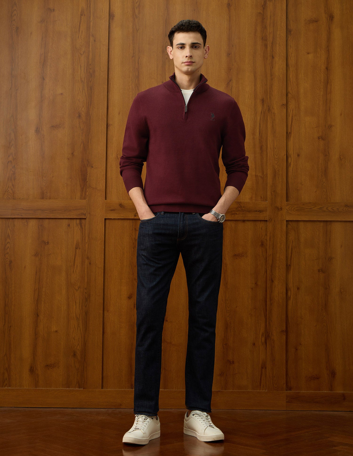 Solid Varsity Theatre Sweater Maroon - U.S. Polo Assn. India | Large