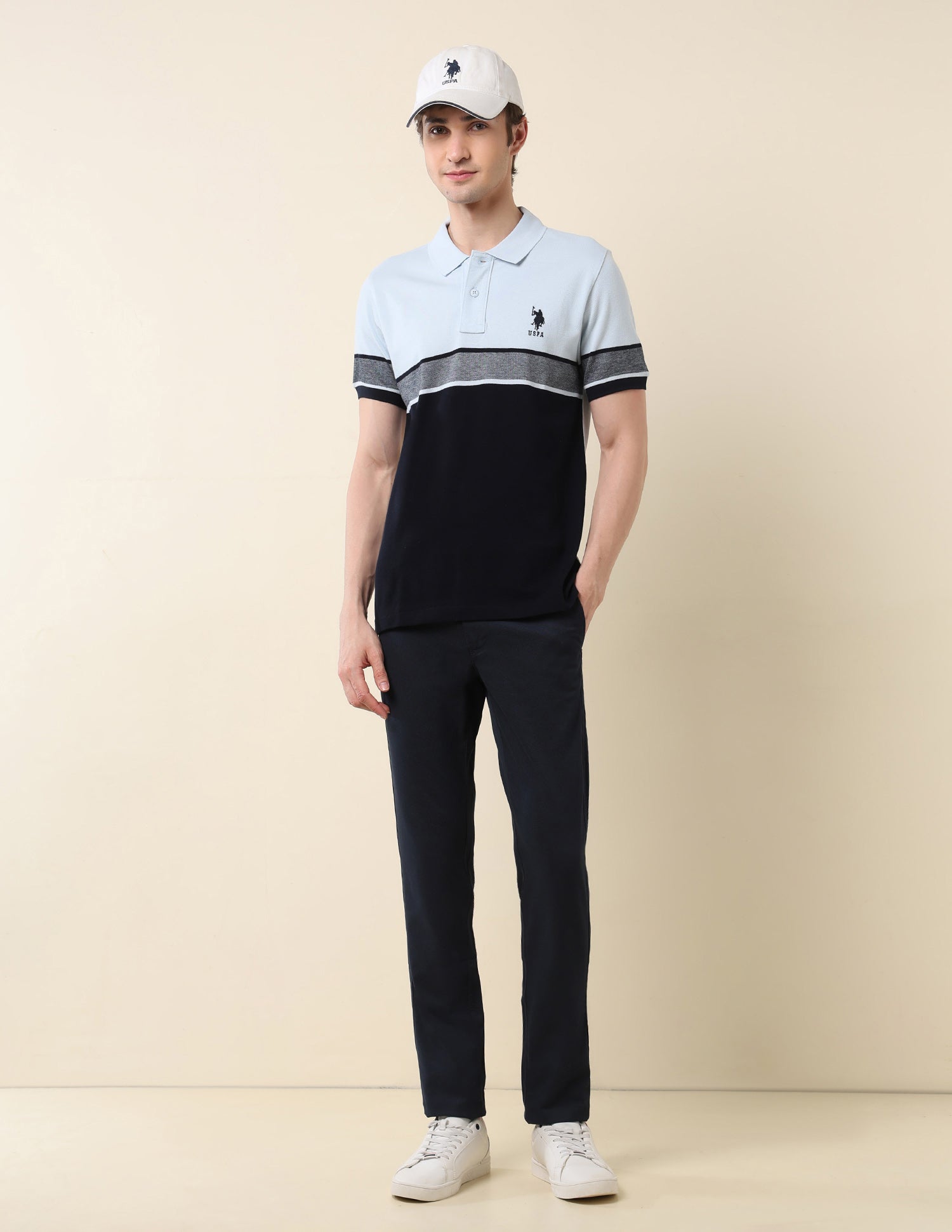 Colourblocked Classic Polo Shirt Light Blue - U.S. POLO ASSN. | Large