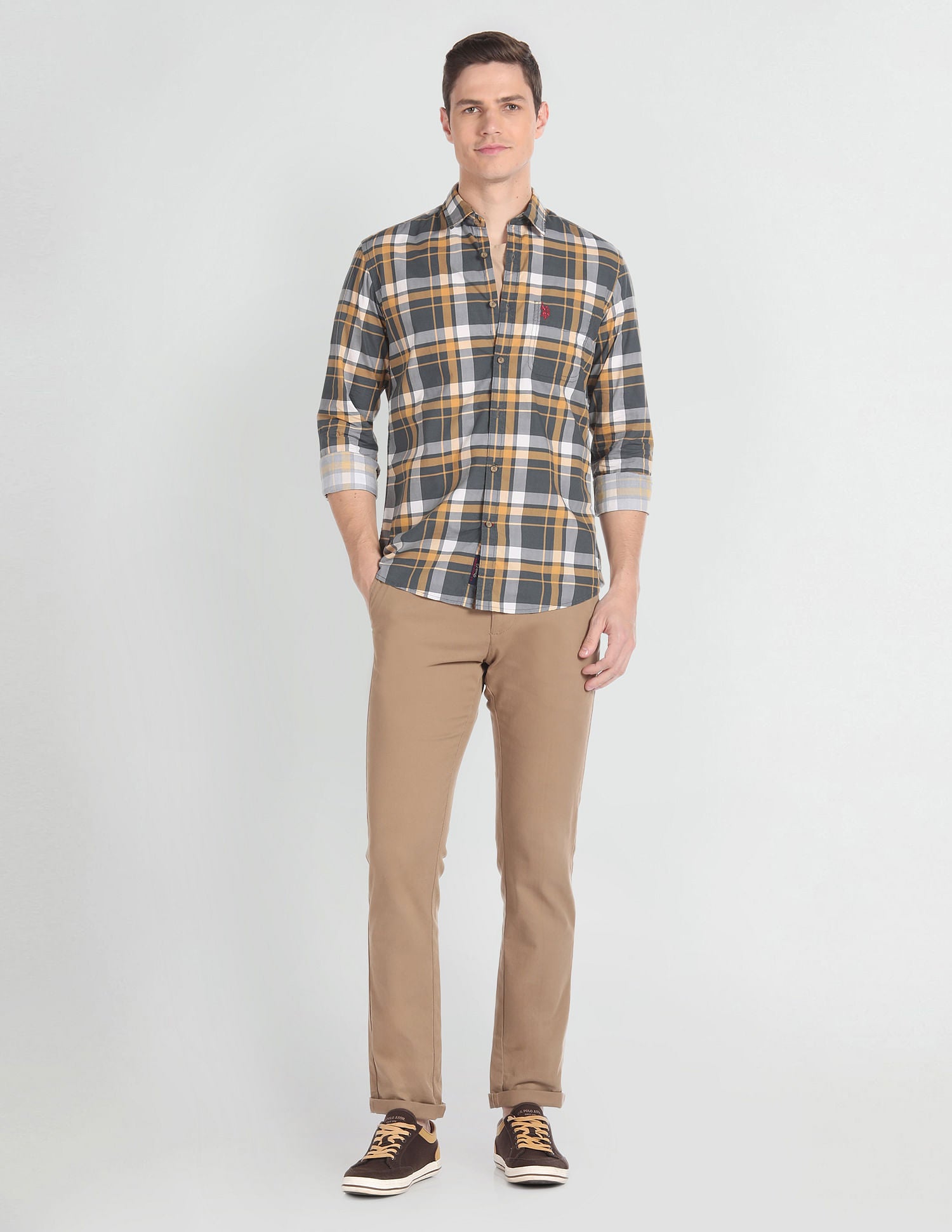 Tartan Check Cotton Shirt Grey - U.S. Polo Assn. India | Large