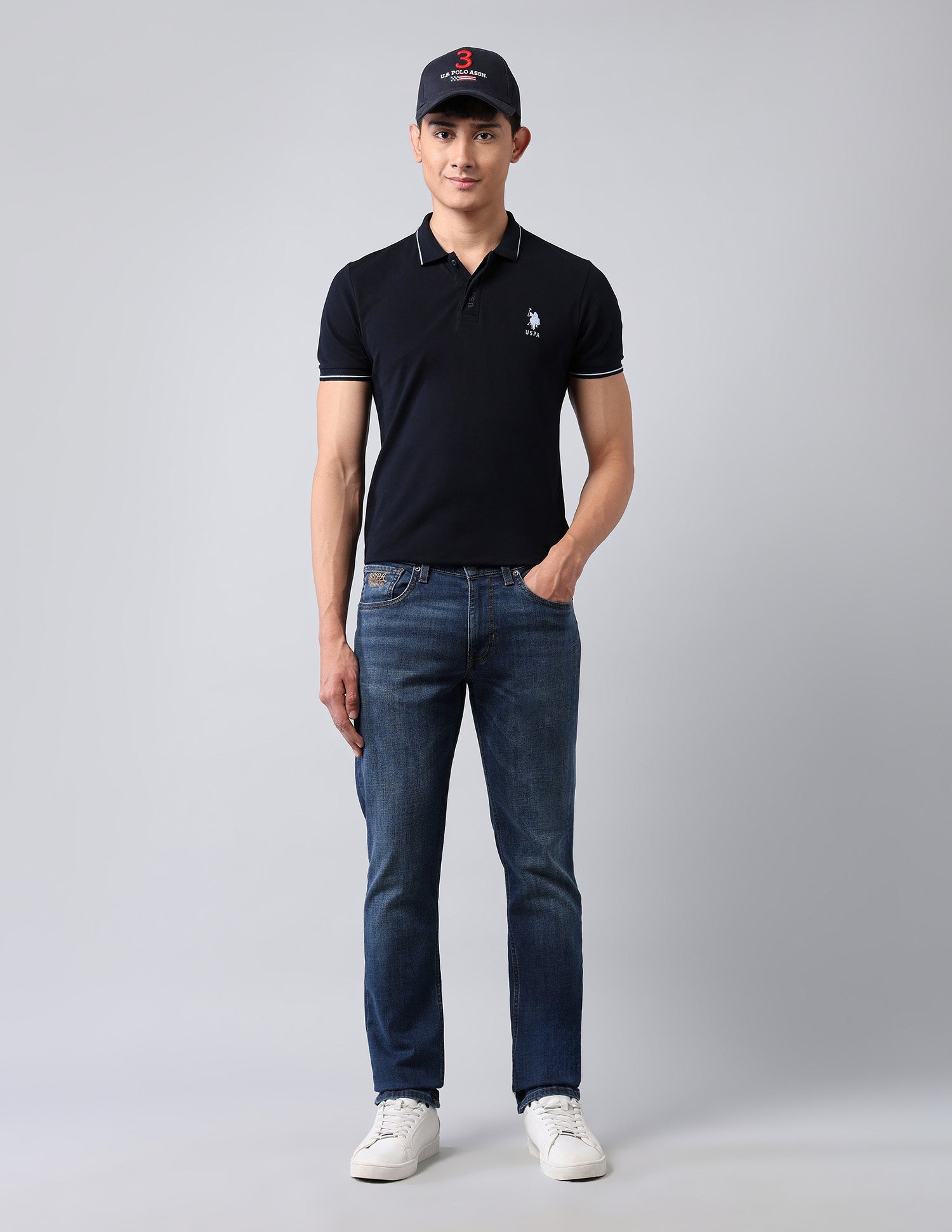 Brandon Slim Tapered Fit Blue Jeans Med Blue - U.S. POLO ASSN. | Large