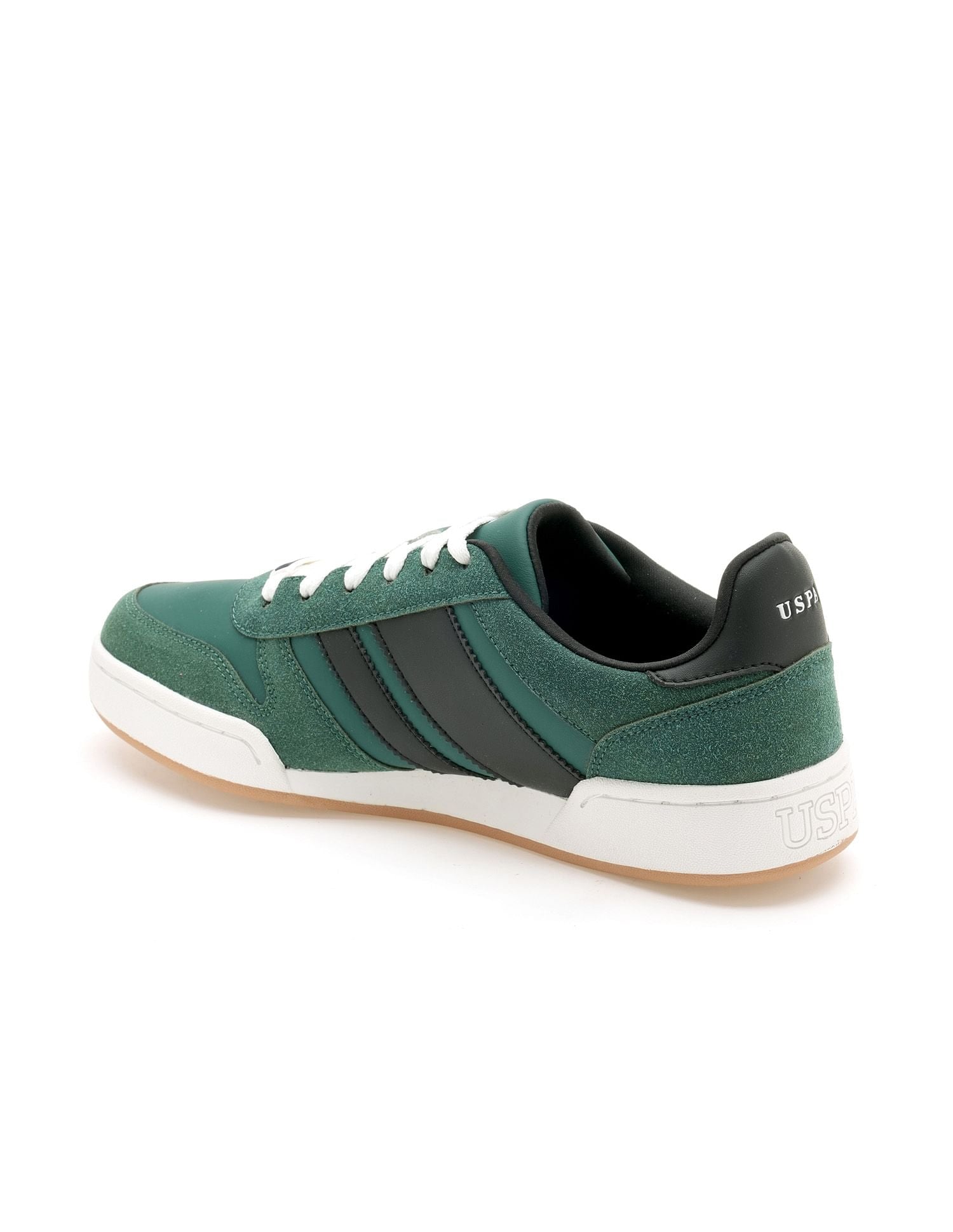 Men Gren Suede Colourblocked Sneakers Green - U.S. POLO ASSN. | Large