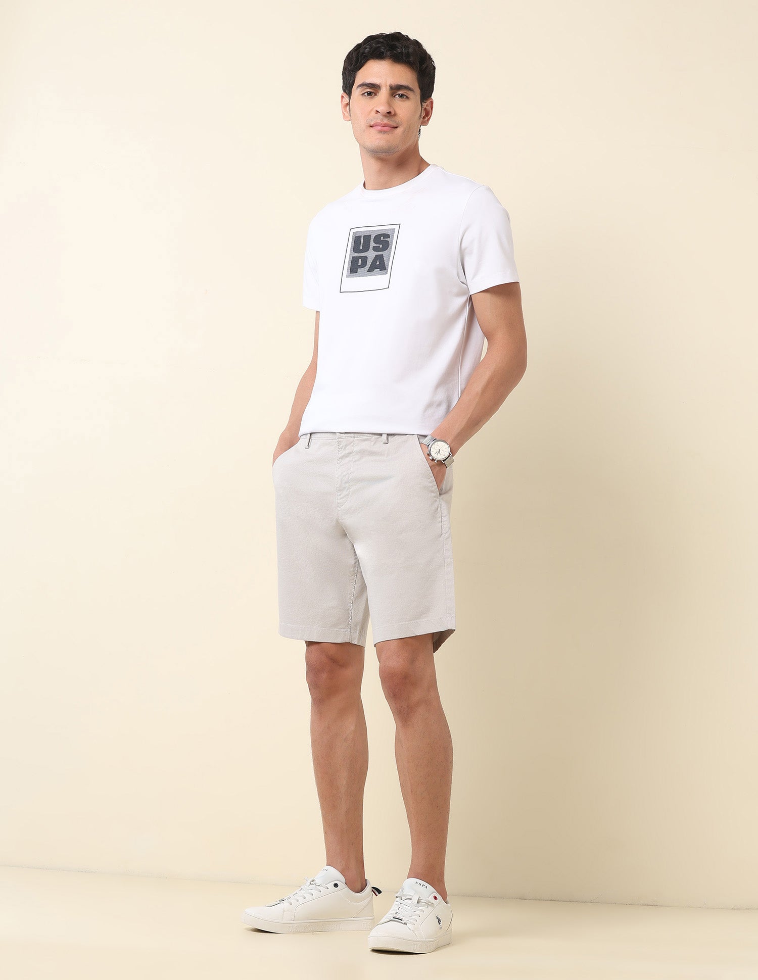 Slim Fit Solid Chino Shorts Light Grey - U.S. POLO ASSN. | Large