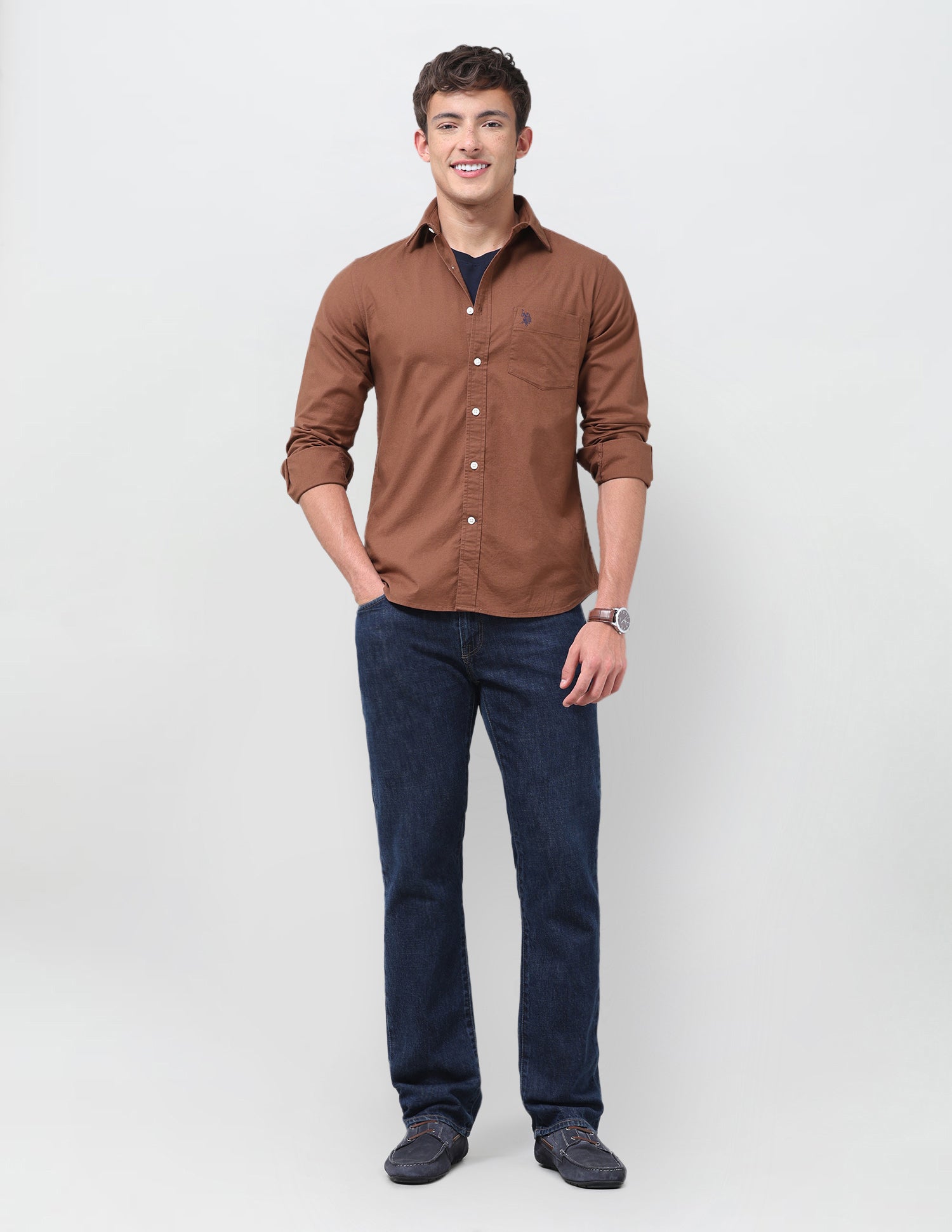 Tailored Fit Oxford Shirt Rust - U.S. Polo Assn. India | Large