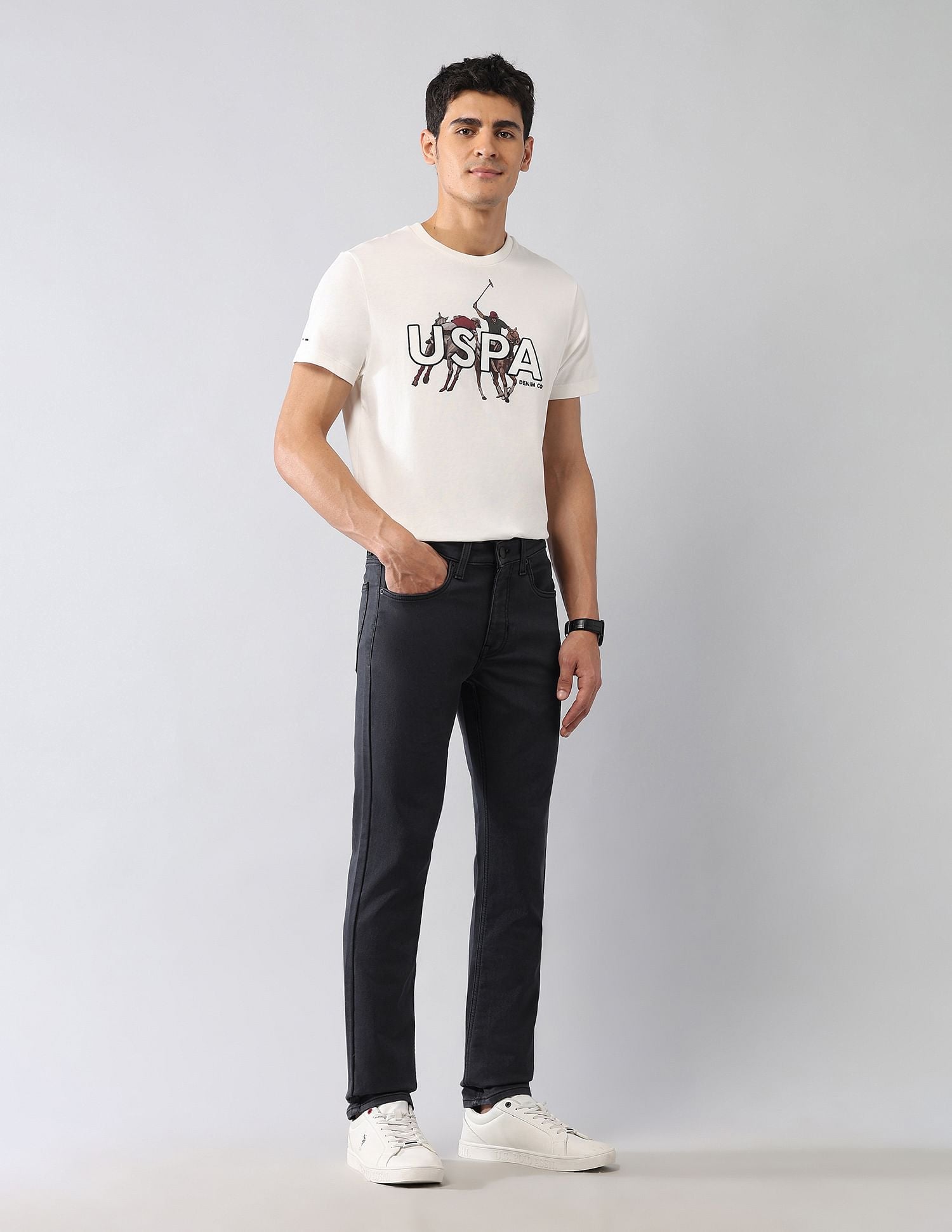 Regallo Skinny Fit Black Jeans Black - U.S. Polo Assn. India | Large