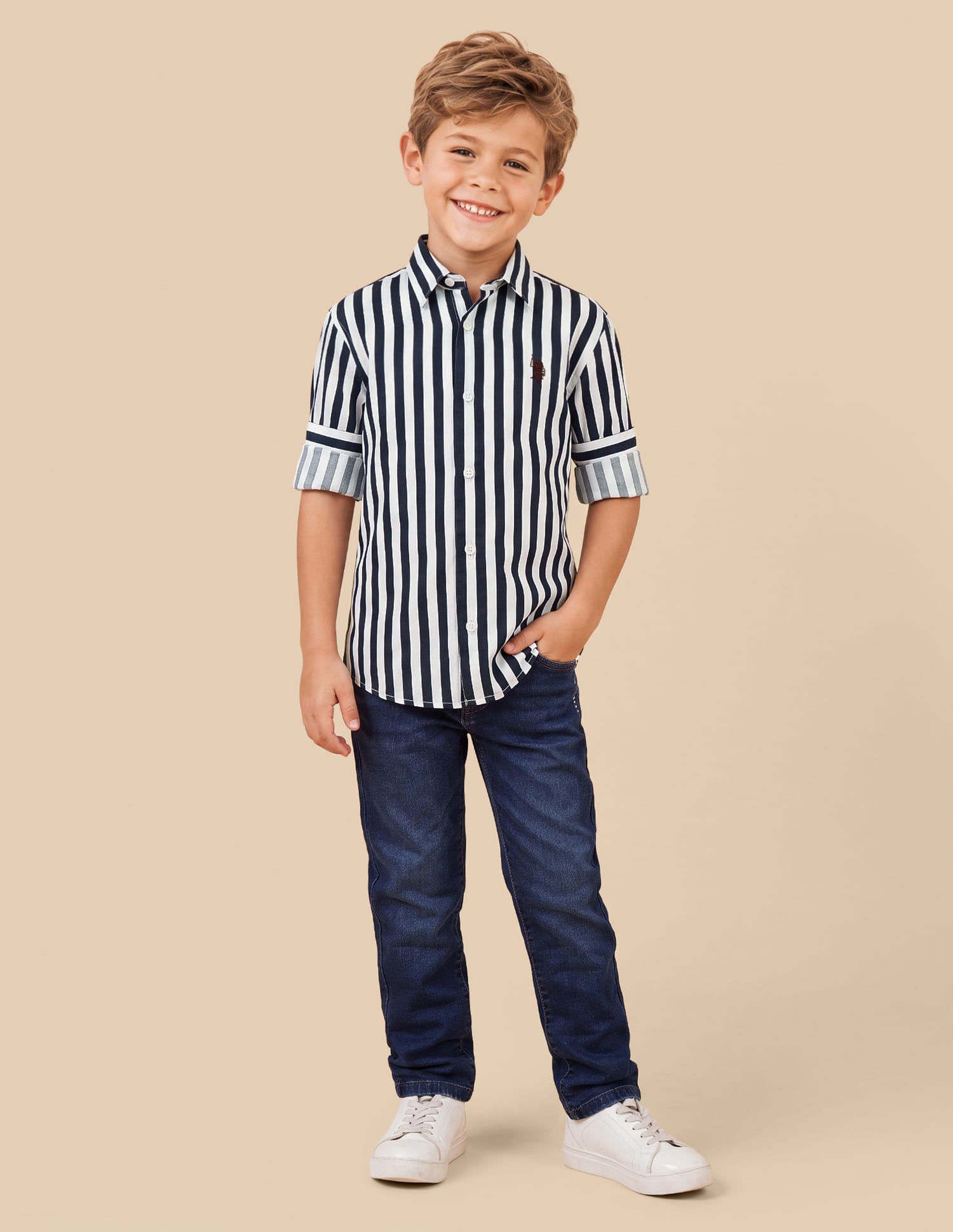 Vertical Striped Regular Fit Shirt Blue - U.S. Polo Assn. India | Large