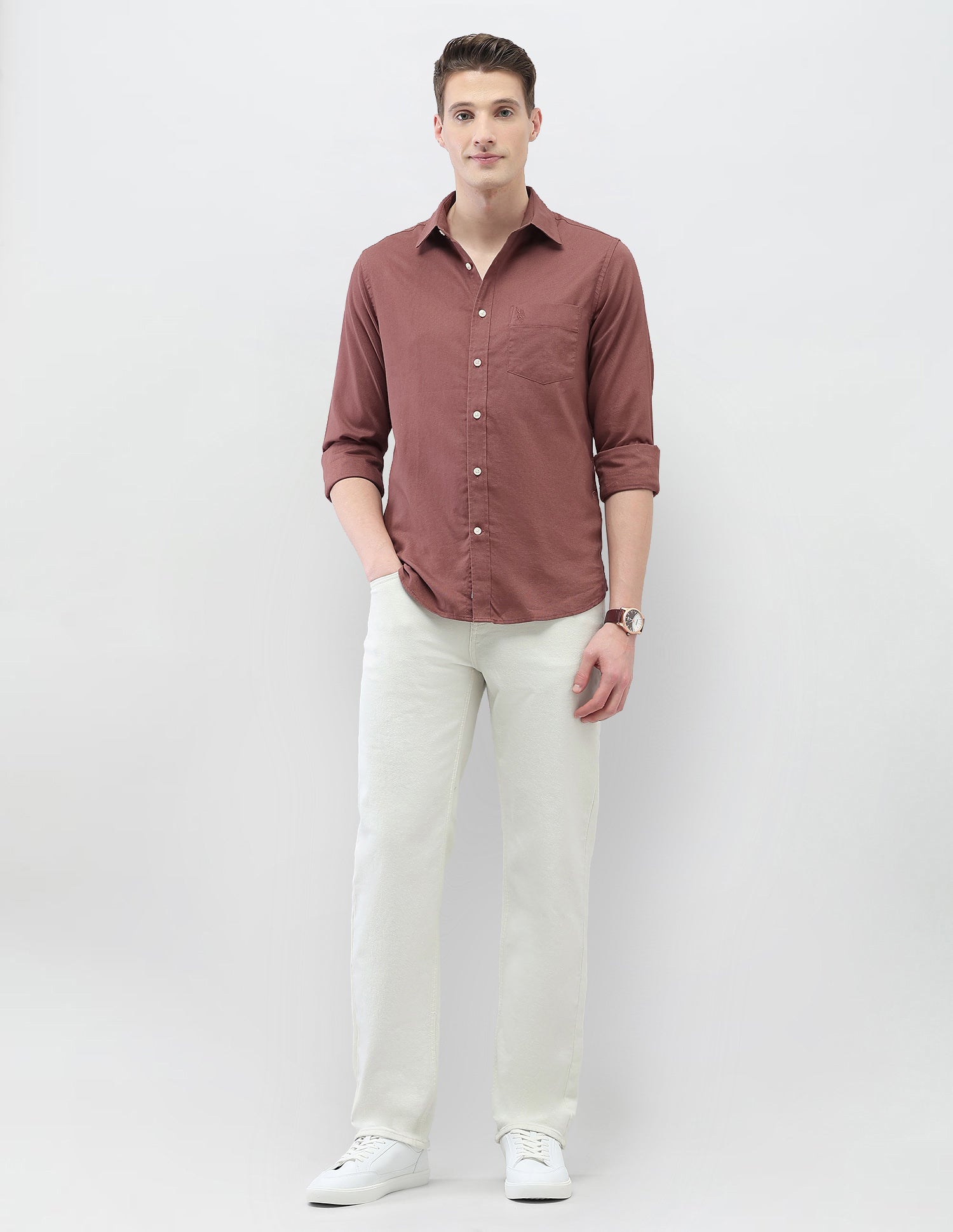 New Port Marina Dobby Shirt Rust - U.S. Polo Assn. India | Large