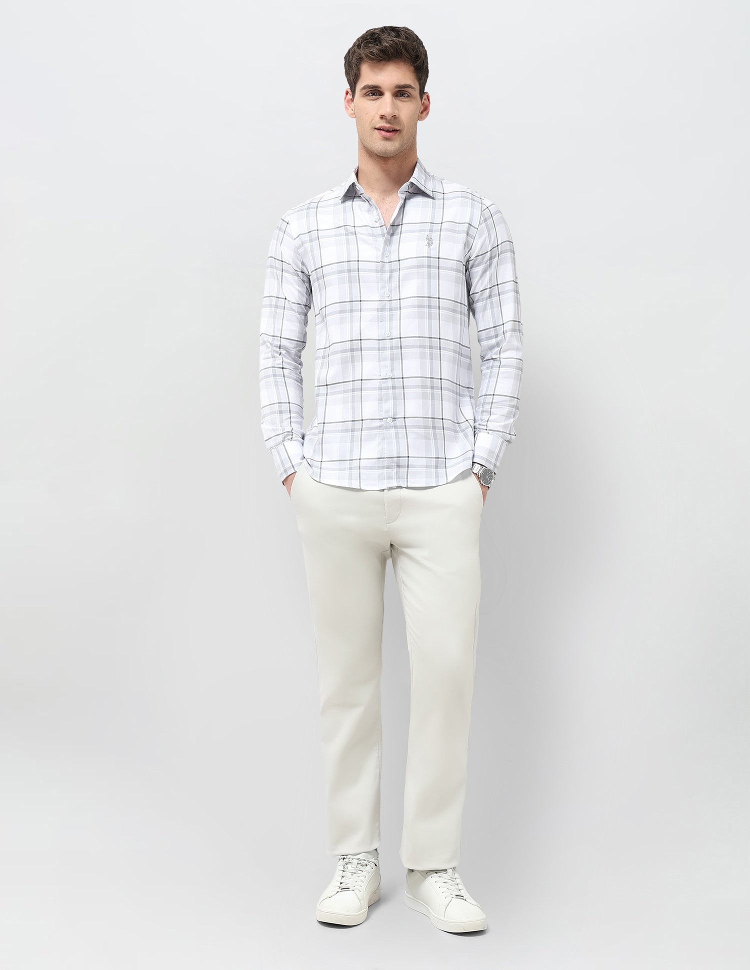 Twill Tailored Fit Shirt Grey - U.S. POLO ASSN. | Large