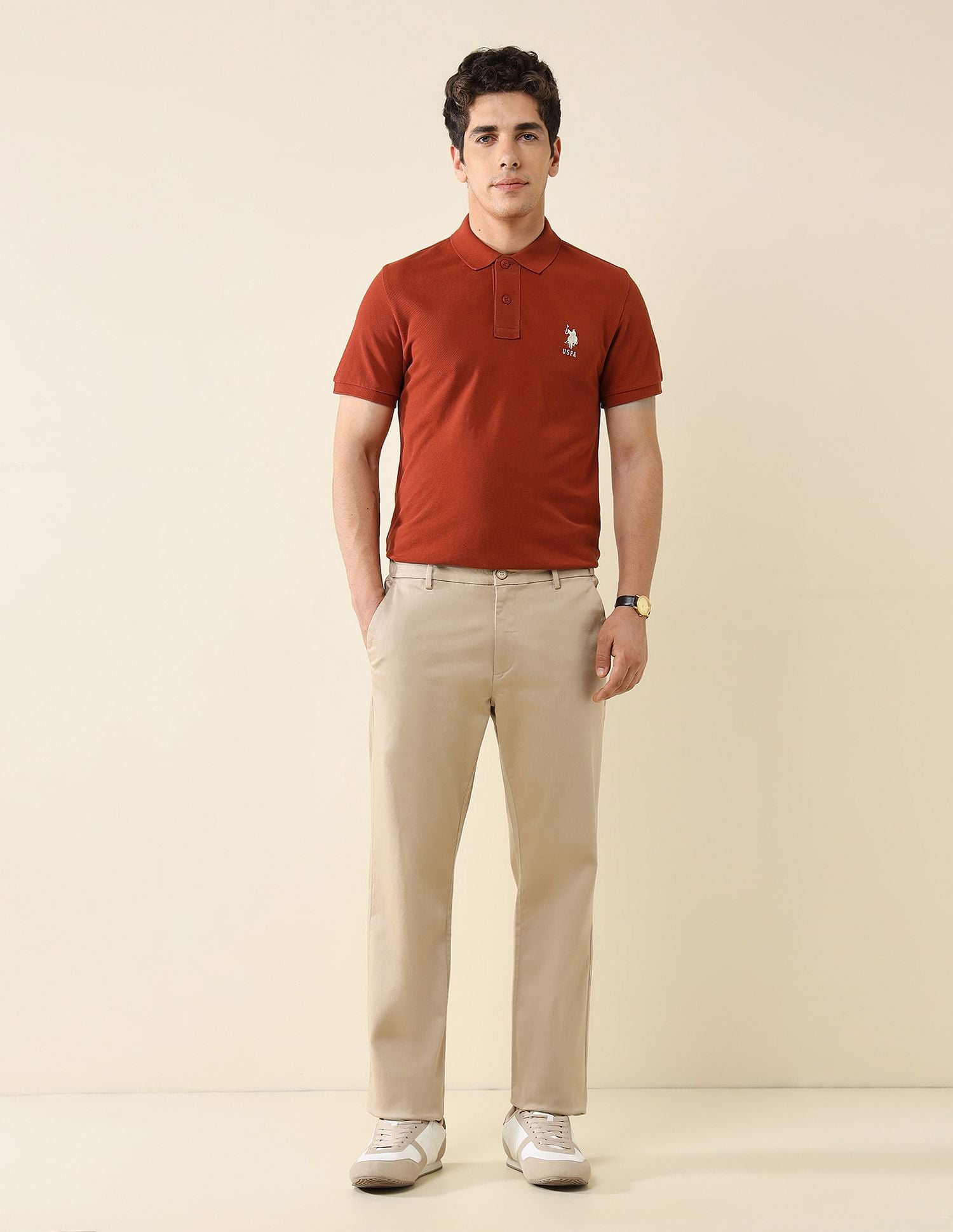 Pure Cotton Slim Fit Polo Shirt Rust - U.S. Polo Assn. India | Large