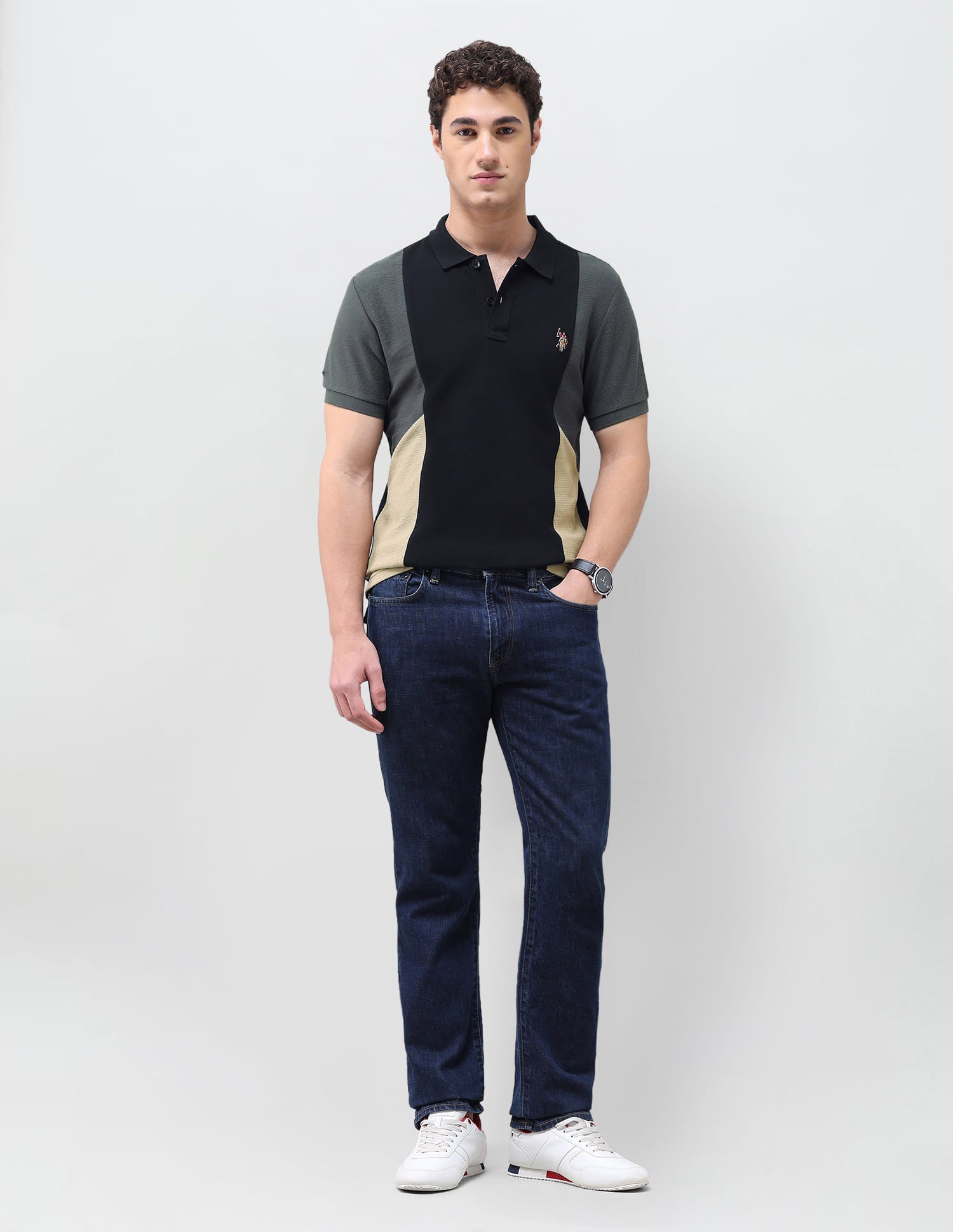 Horizontal Striped Slim Fit Polo Shirt Black - U.S. Polo Assn. India | Large