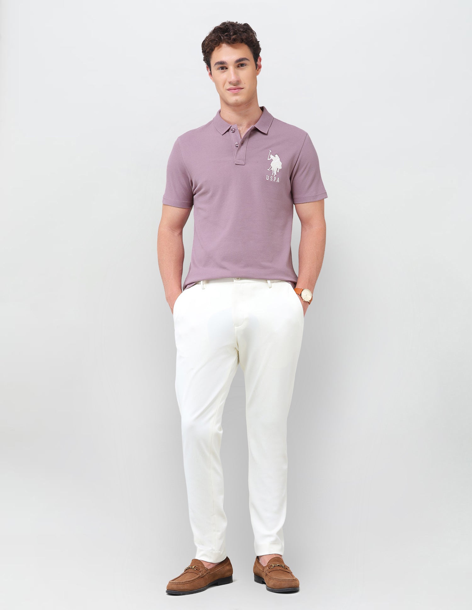 Solid Slim Fit Polo Shirt Dark Pink - U.S. Polo Assn. India | Large