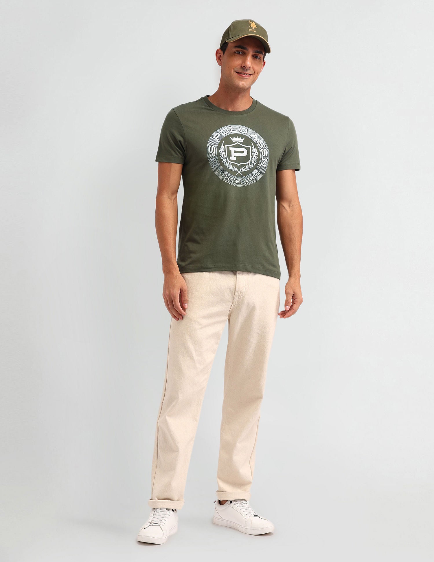 Collegiate Muscle Fit Brand T-Shirt Olive - U.S. POLO ASSN. | Large