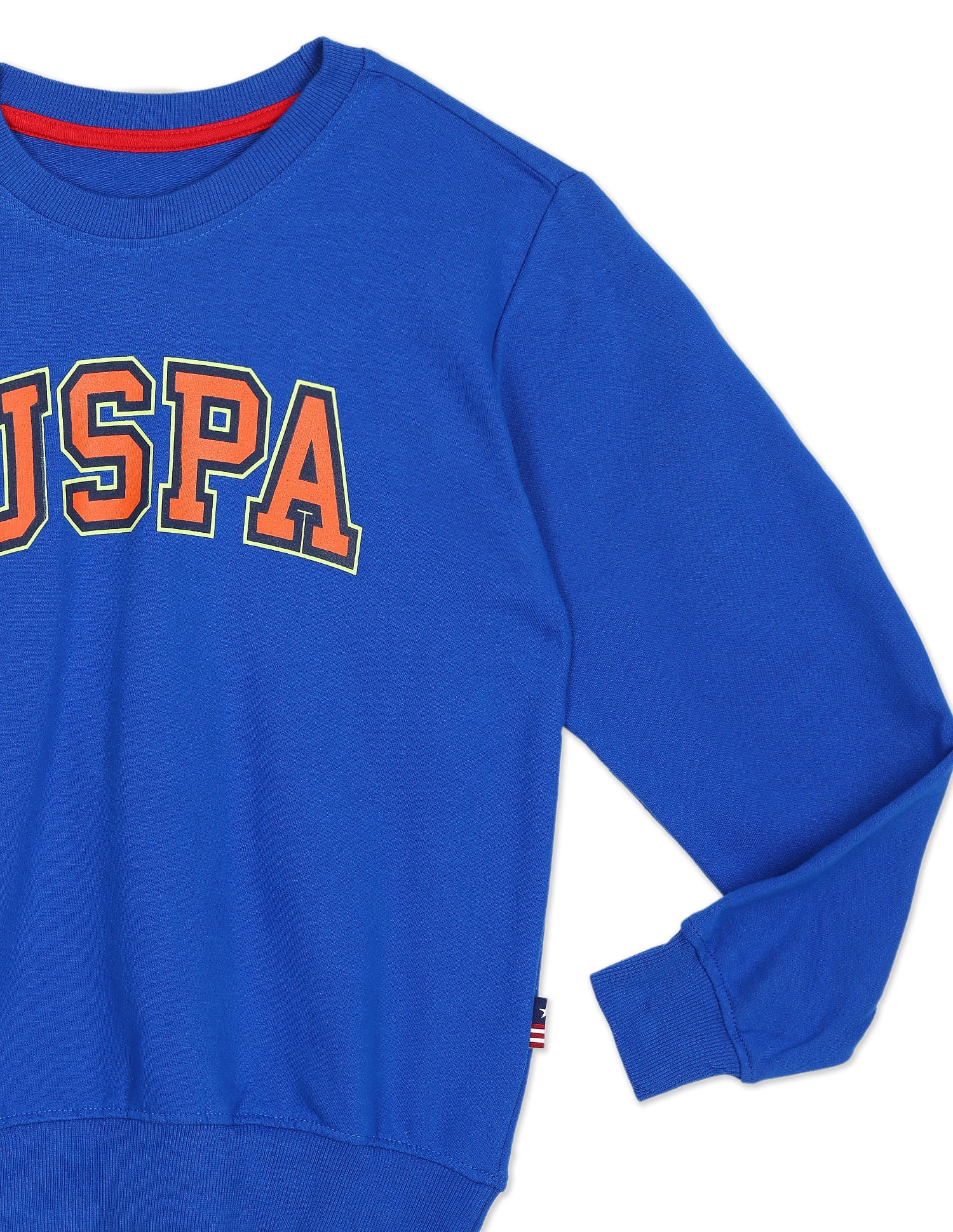 Crew Neck Brand Print Sweatshirt Blue - U.S. POLO ASSN. | Large