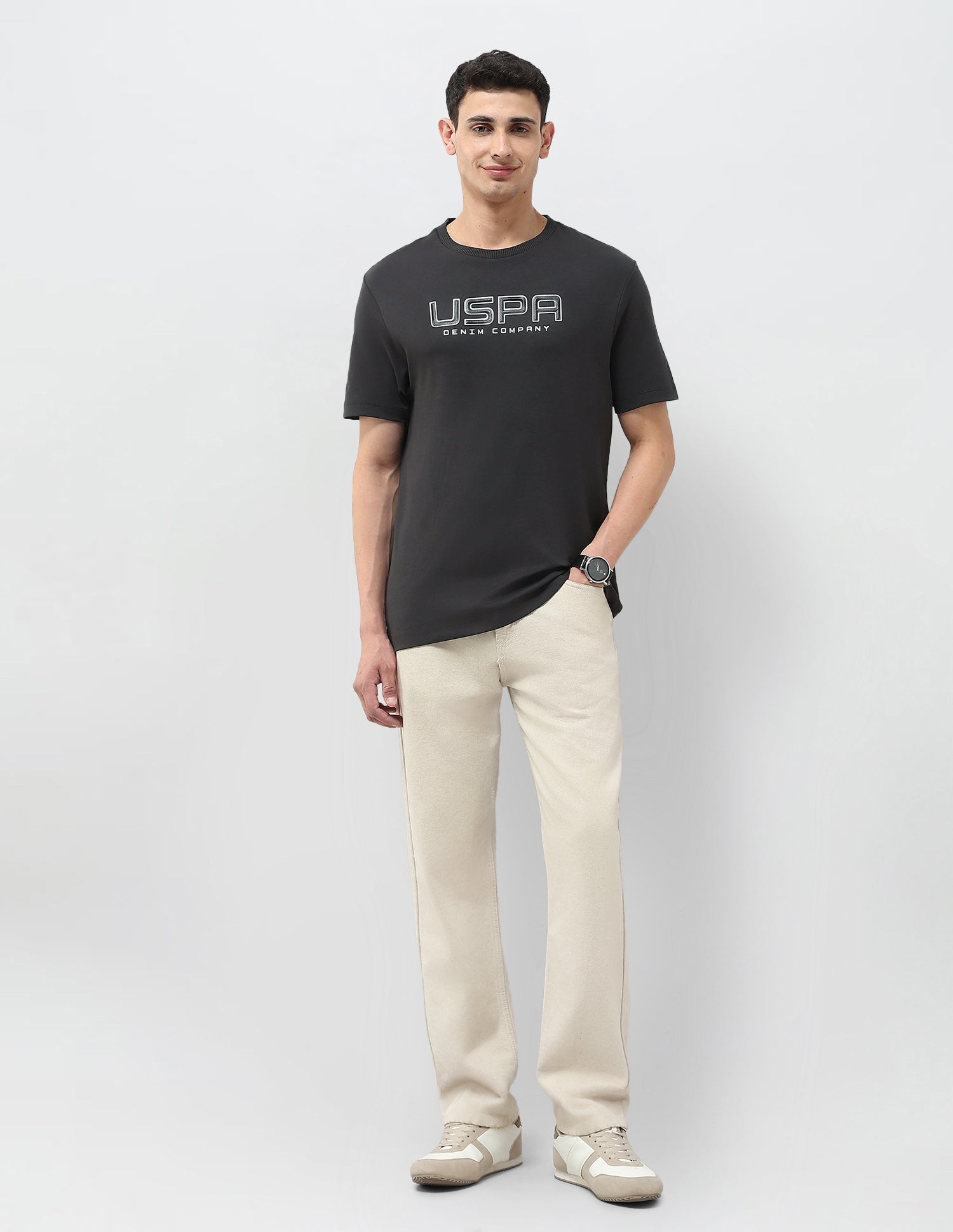 Monochrome Brand Embossed T-Shirt Dark Grey - U.S. POLO ASSN. | Large