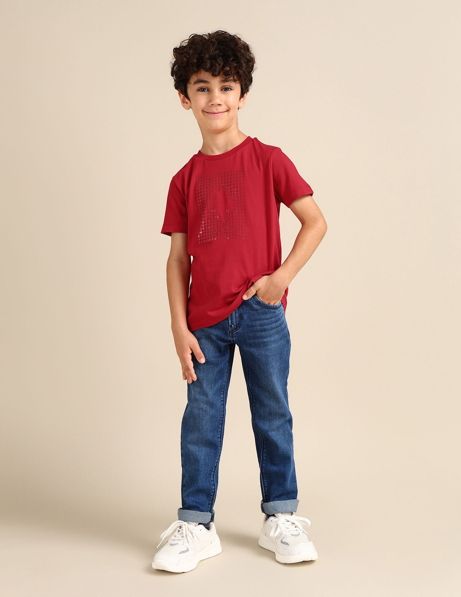 Boys Pure Cotton Regular T-shirt Red - U.S. POLO ASSN. | Large