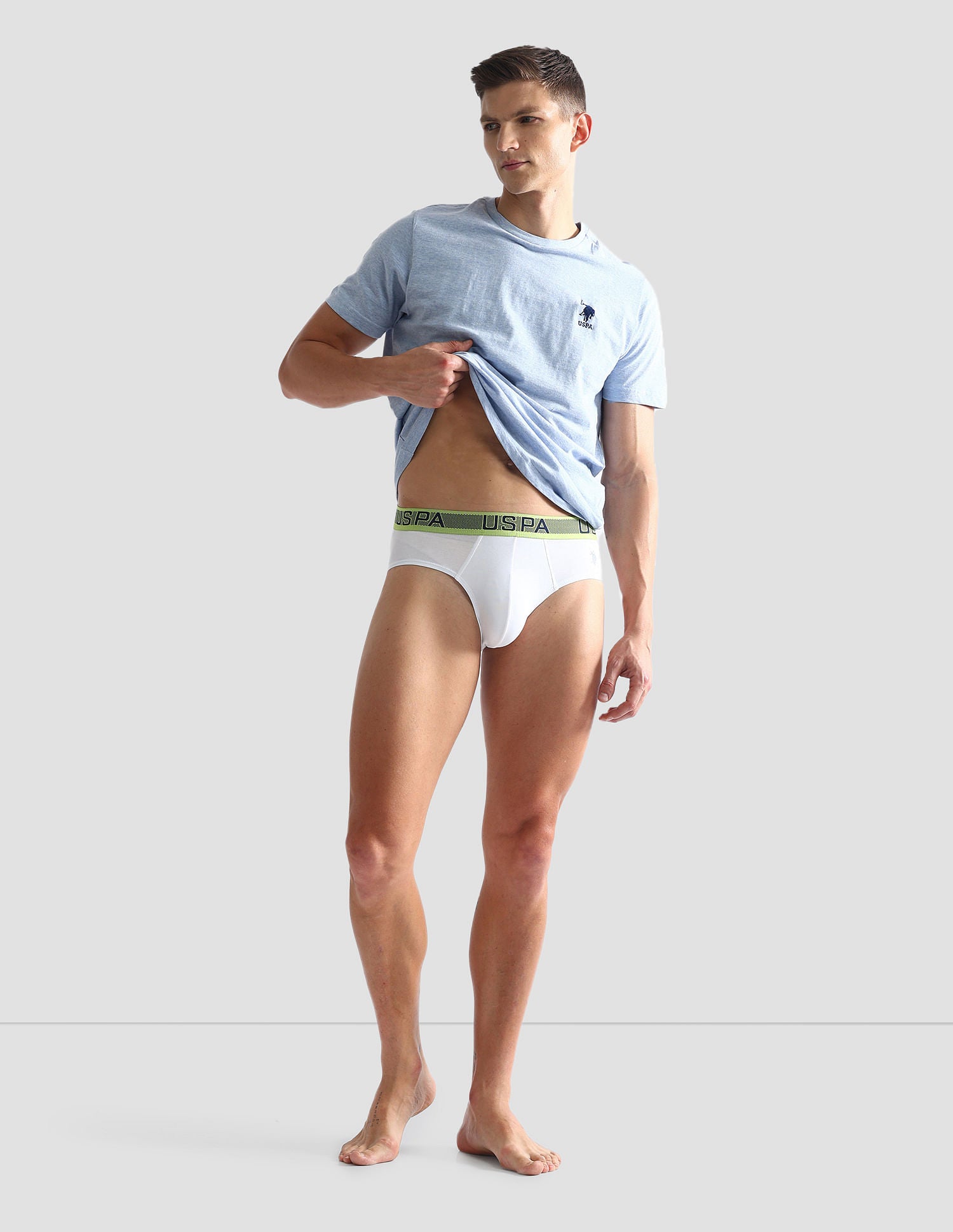 Solid Cotton Spandex OEB04 Briefs - Pack Of 1 White - U.S. POLO ASSN. | Large