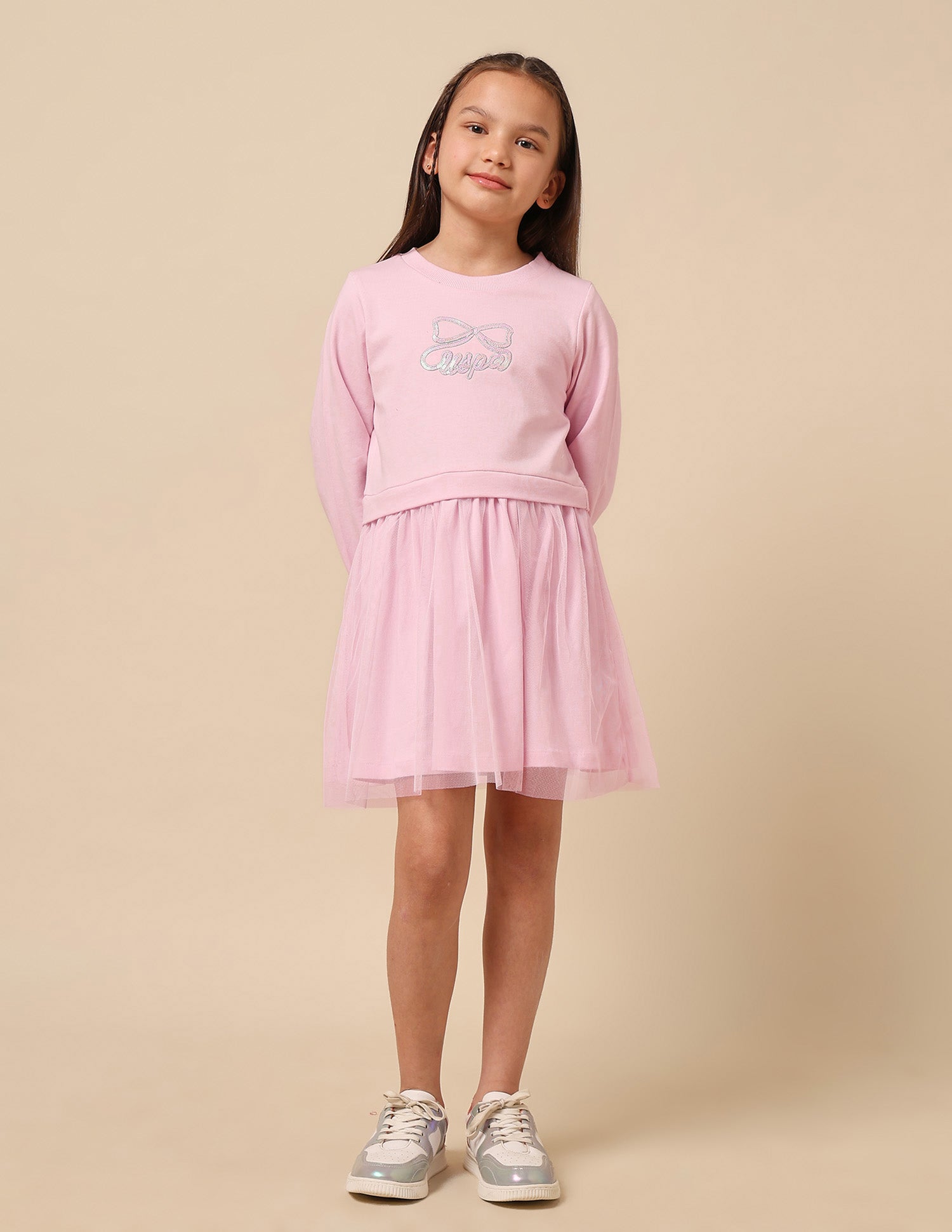 Girls Brand Embellished A-Line Dress Light Pink - U.S. POLO ASSN. | Large