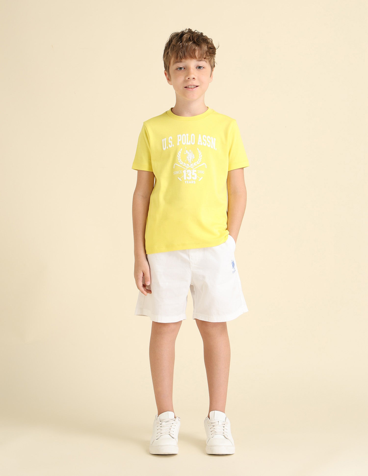 Boys Pure Cotton Regular Fit T-Shirt Light Yellow - U.S. POLO ASSN. | Large