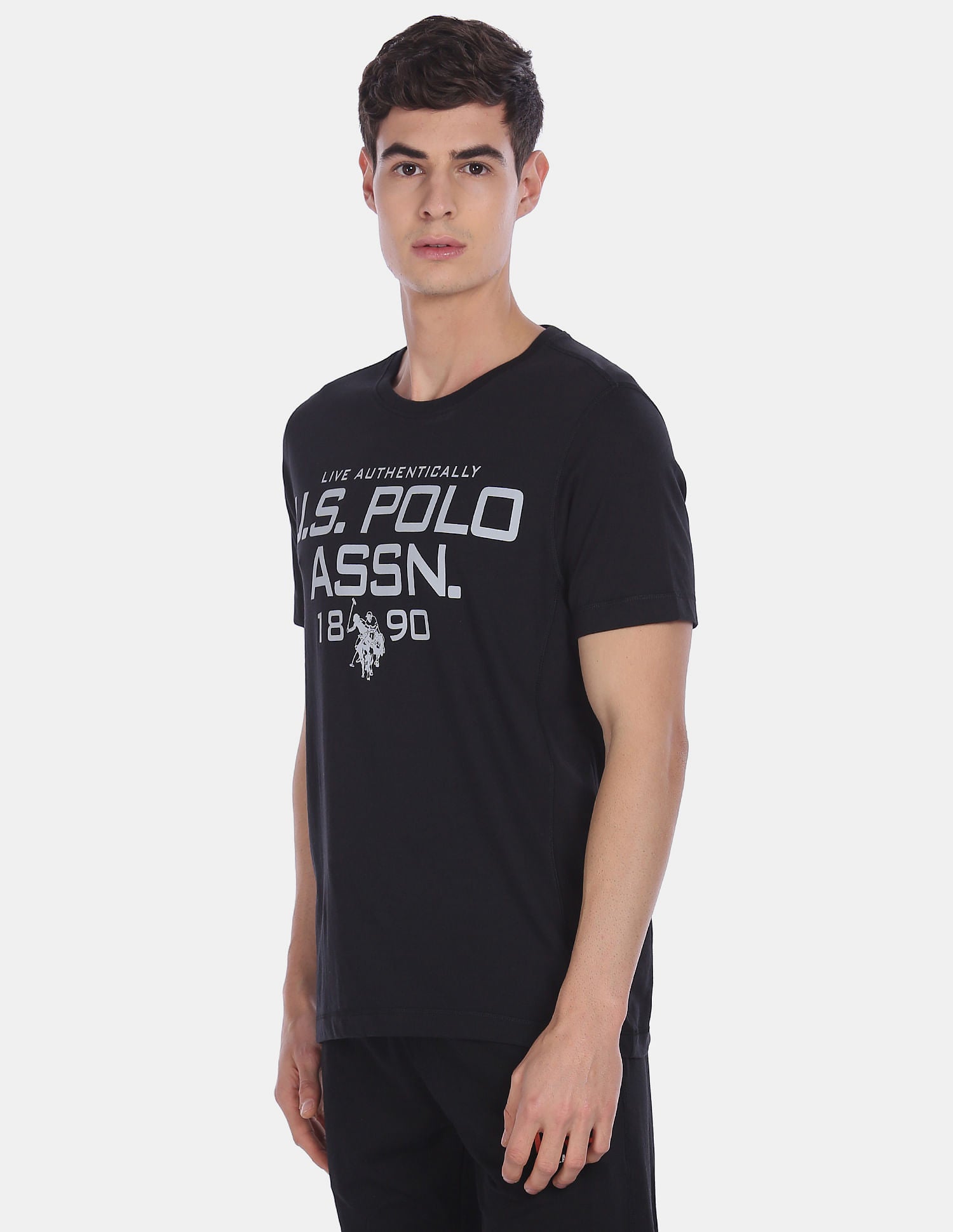 Crew Neck Tri Blend I682 Lounge T-Shirt - Pack Of 1 Black - U.S. POLO ASSN. | Large