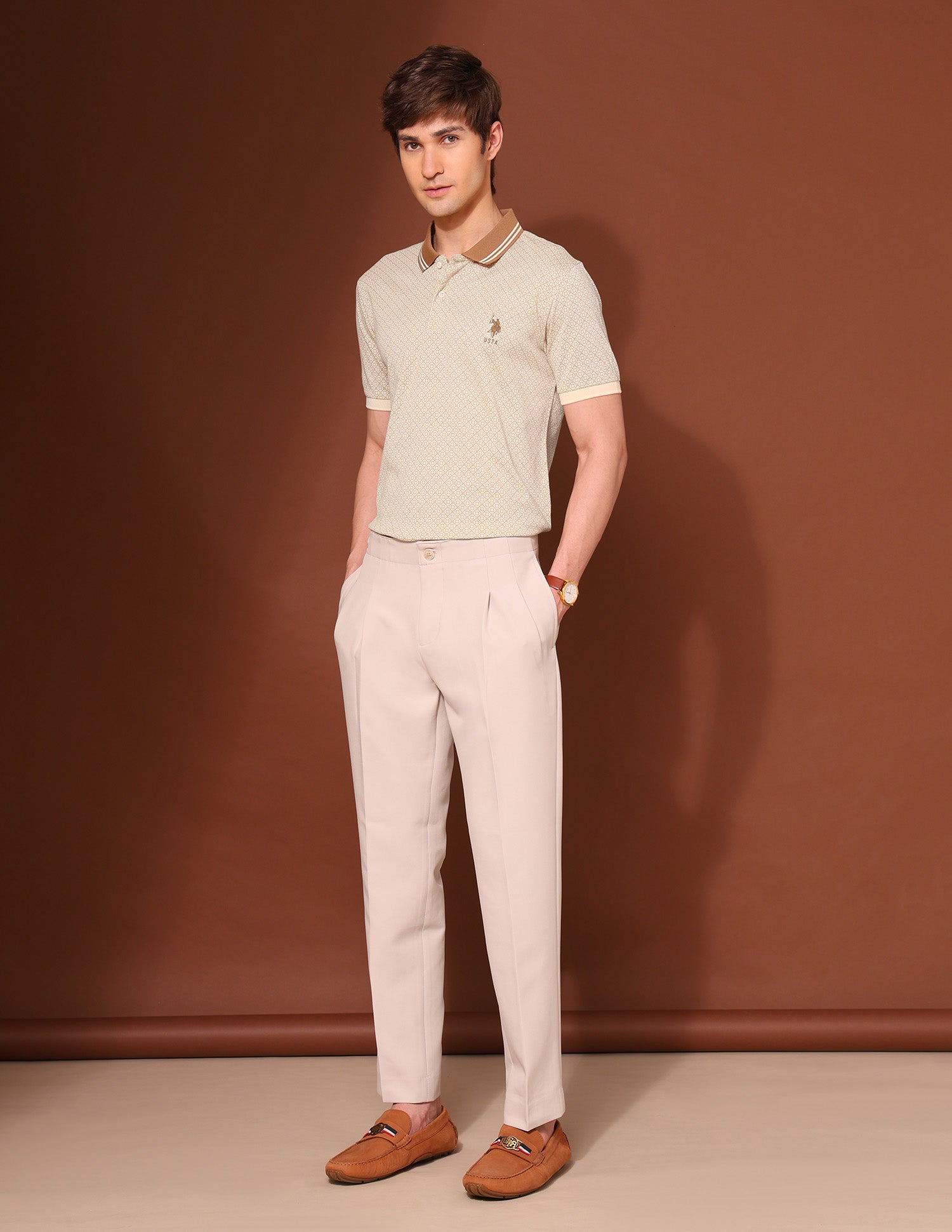 Pure Cotton Work And Wander Polo Shirt Beige - U.S. Polo Assn. India | Large