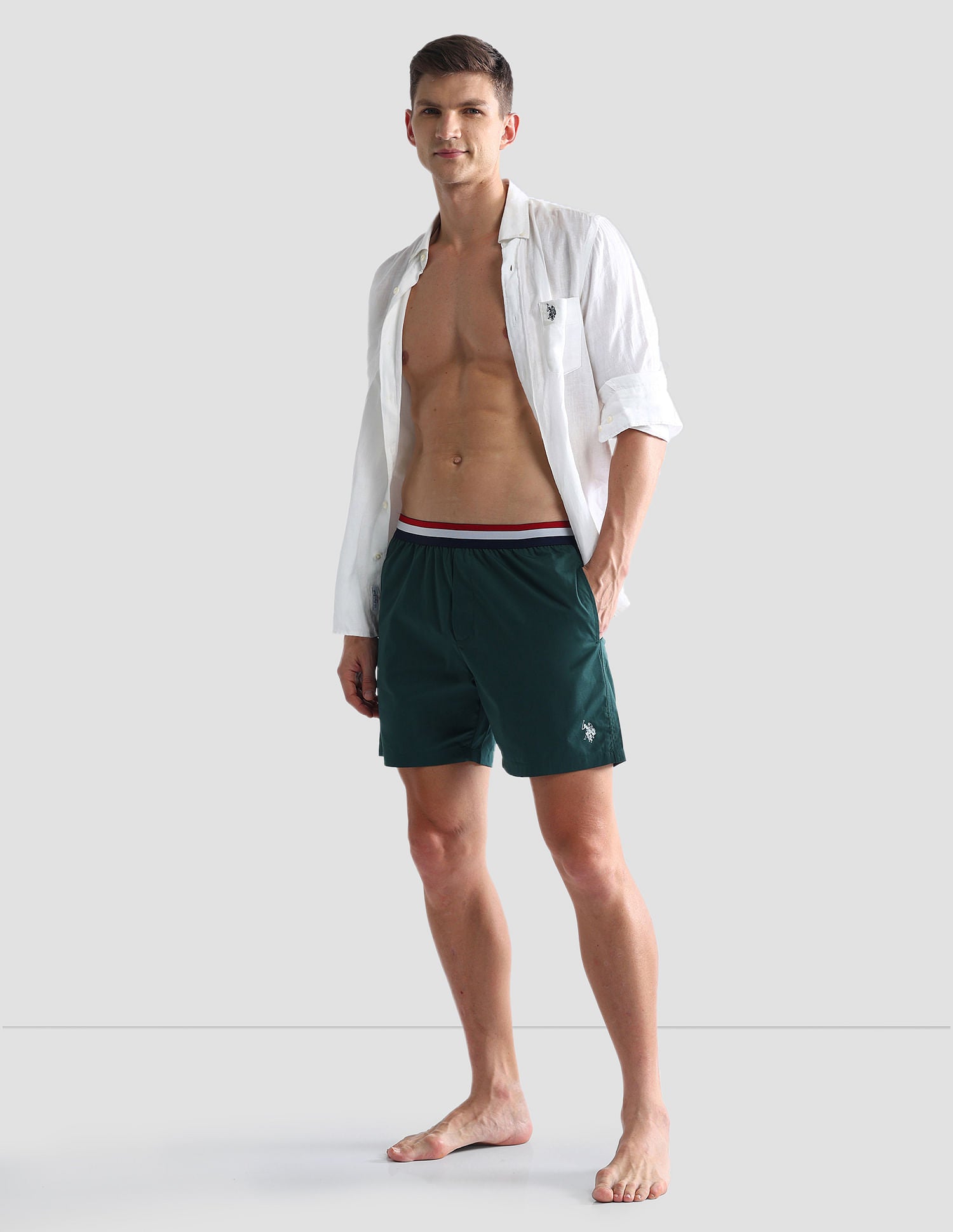 Pure Cotton Solid IYBE Boxers  - Pack Of 1 Green - U.S. POLO ASSN. | Large