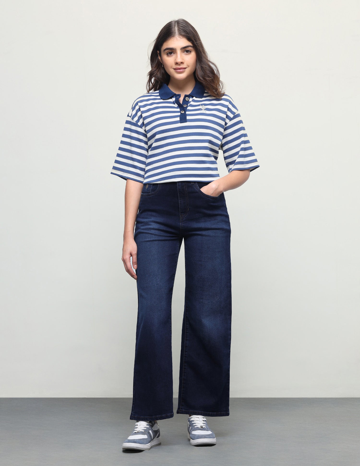 Wide Leg Fit Blue Jeans Dark Blue - U.S. Polo Assn. India | Large