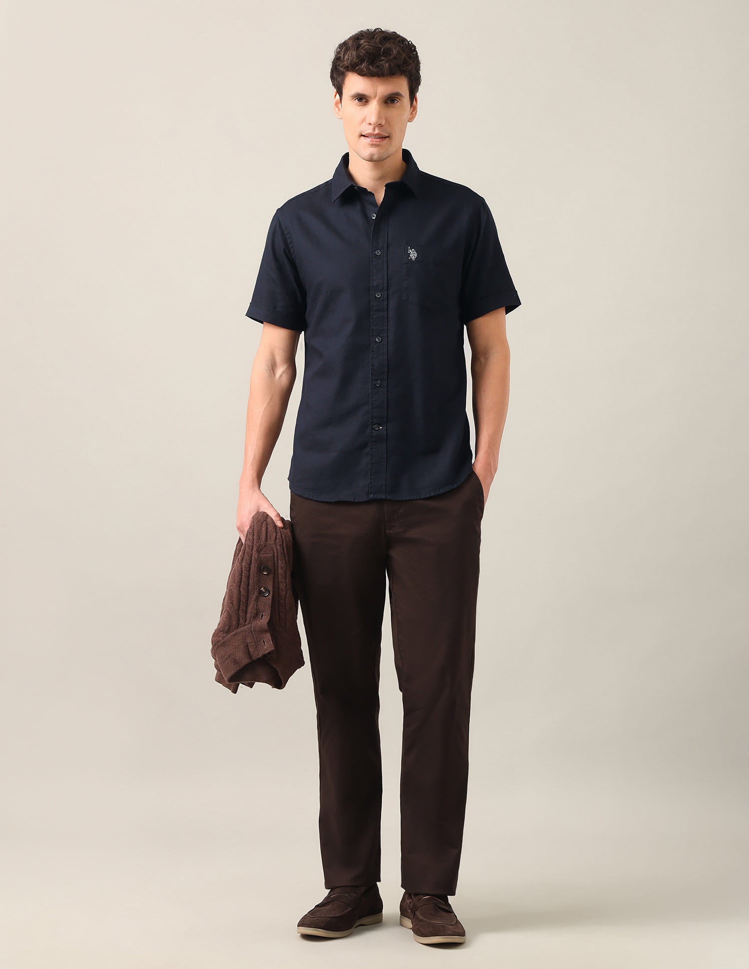 Solid Tailored Fit Shirt Blue - U.S. Polo Assn. India | Large