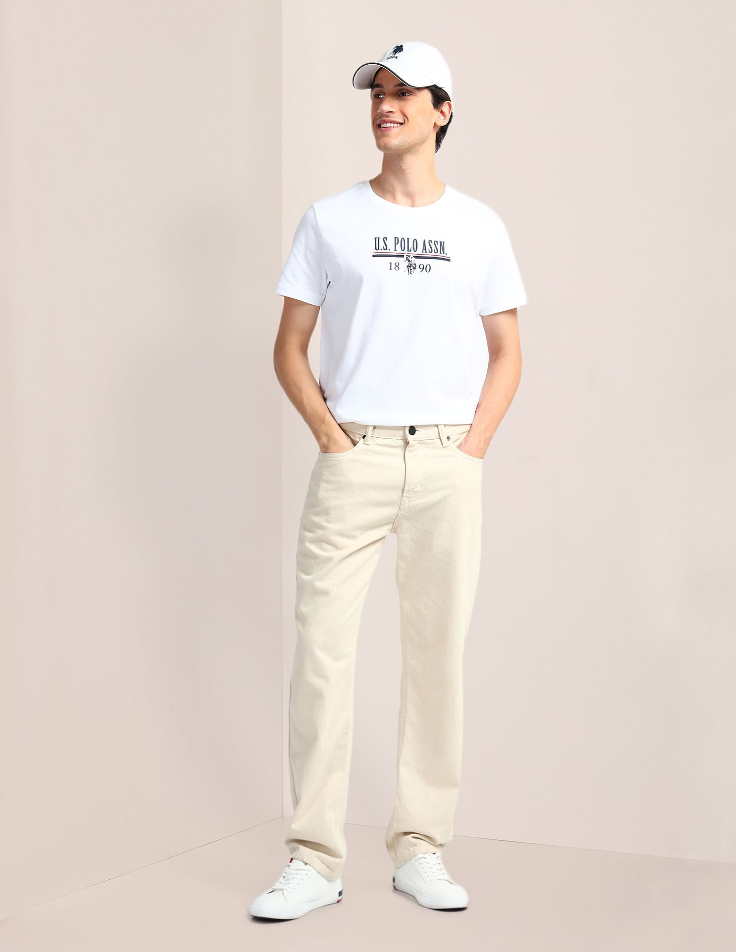 Brand Print Slim Fit T-Shirt White - U.S. Polo Assn. India | Large
