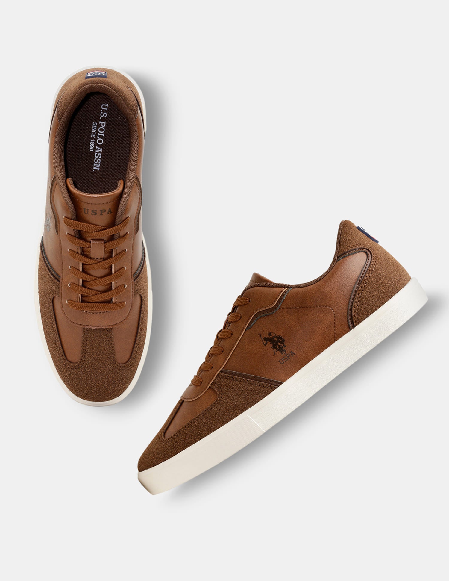 Men Lace-Ups Round Toe Oberon Sneakers Tan - U.S. Polo Assn. India | Large